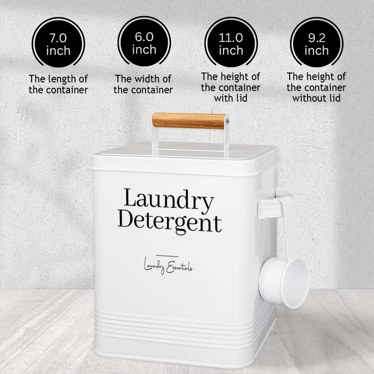 Simplation Laundry Detergent Container, Modern Farmhouse Storage Box For Laundry Room Decor And Accessories (White, 11 X 7 X 6 I
