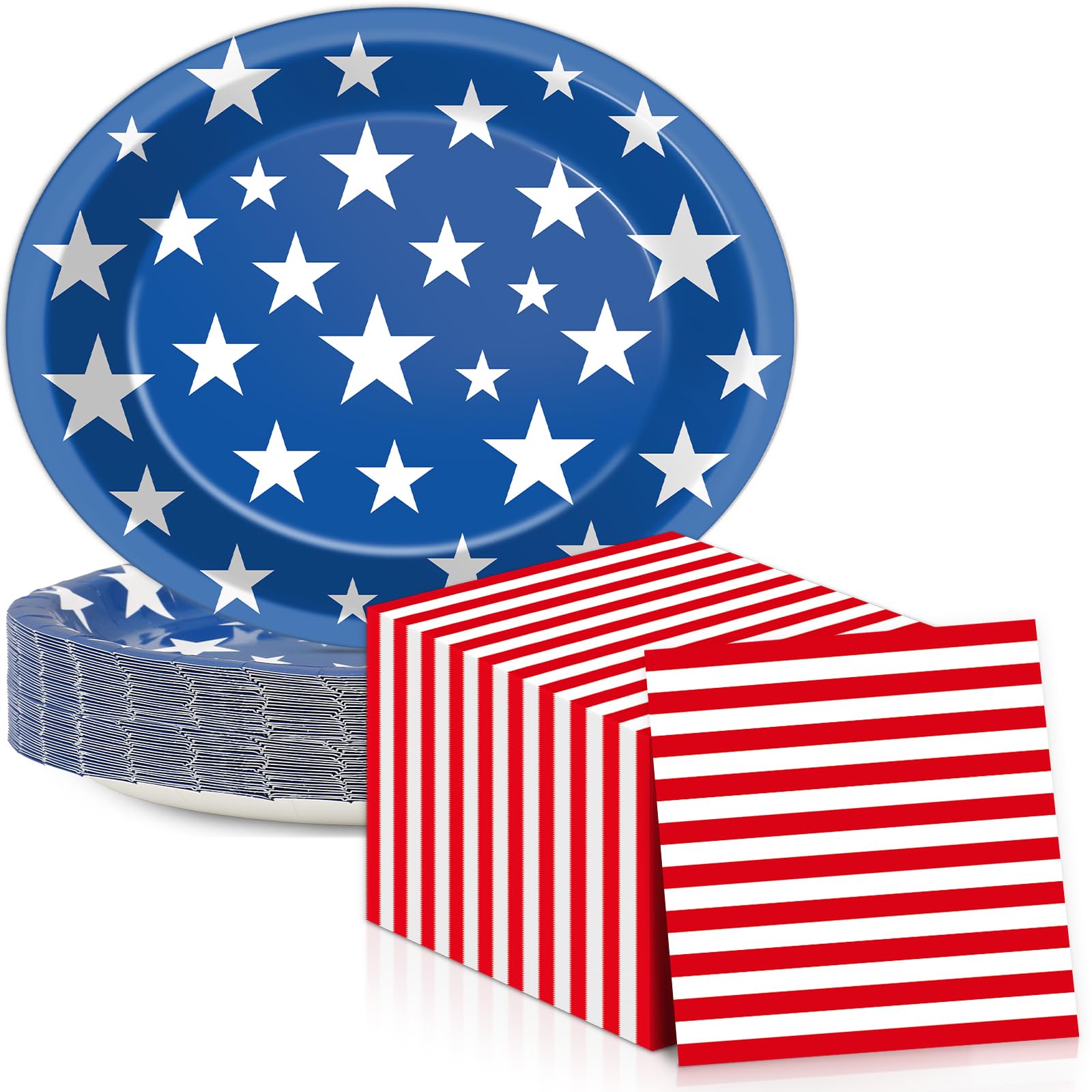 Veterans Day Oval Paper Plates 11inch Thank You Veterans Paper Plate and Napkin, Dish Tray American Flags Patriotic Soldier Part