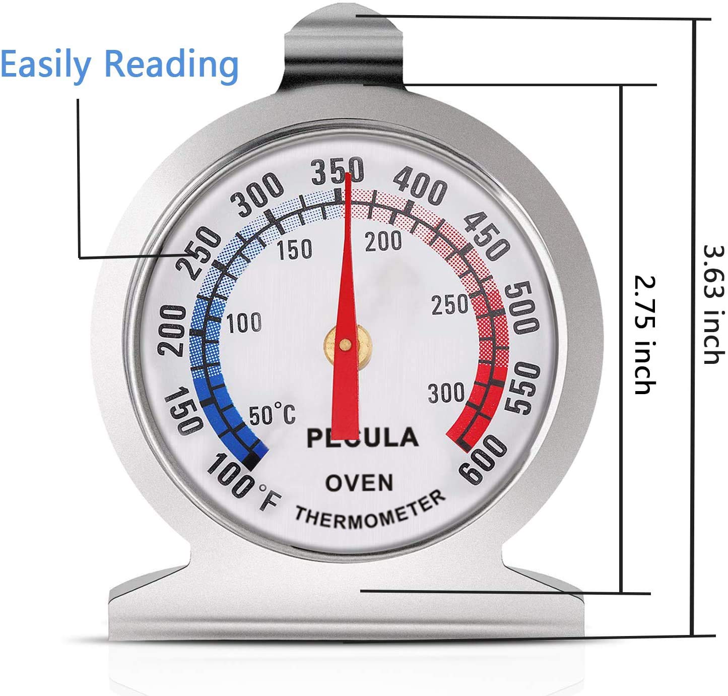 Oven Thermometer 50-300C/100-600F, Oven Grill Fry Chef Smoker Analog Thermometer Instant Read Stainless Steel Kitchen Cooking Th