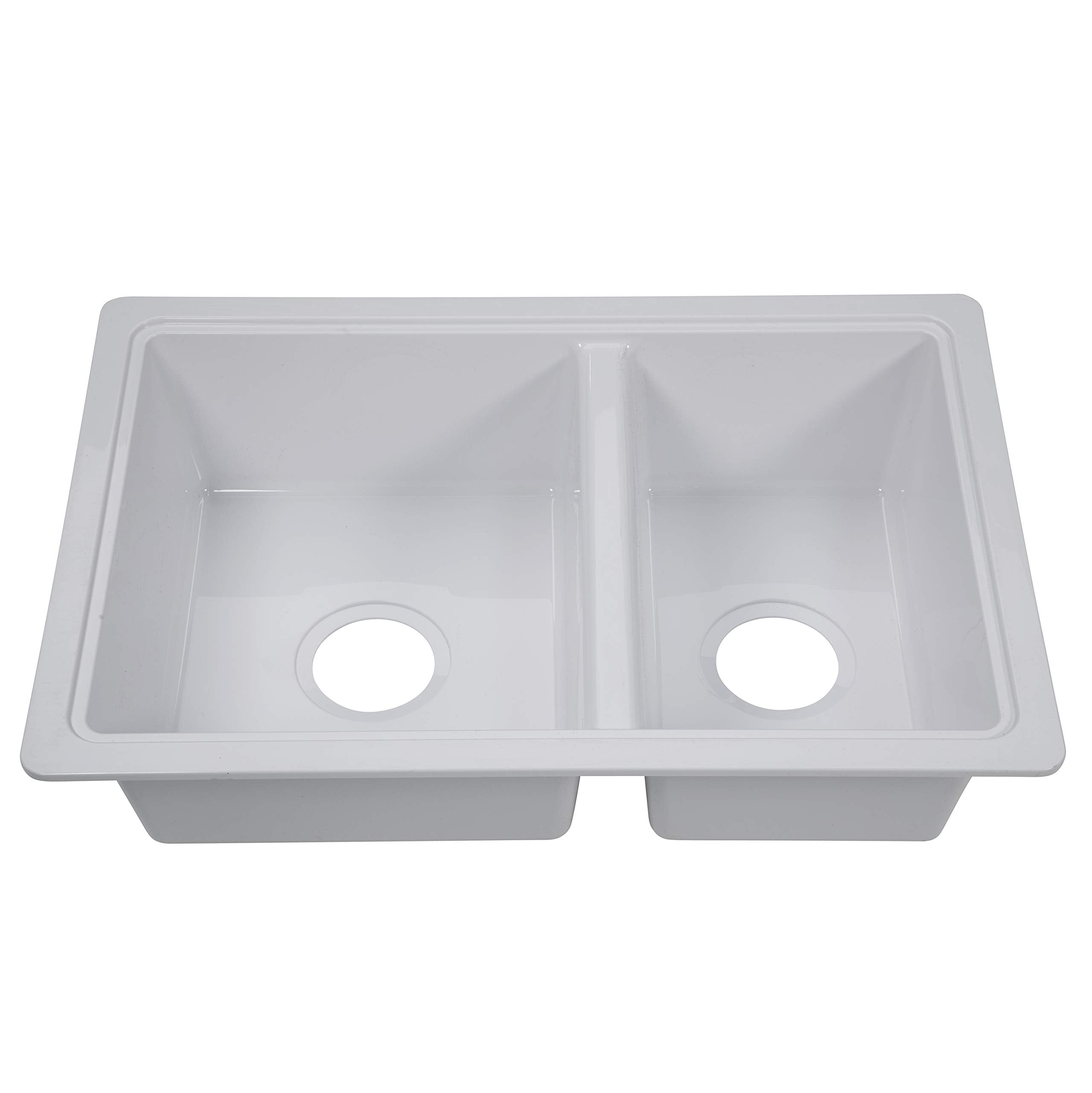 Lippert Rv Double Kitchen Galley Sink - 25'' X 17'' X 6.6'' - White - Durable, Space-Saving Sink For Rvs And Manufactured Homes