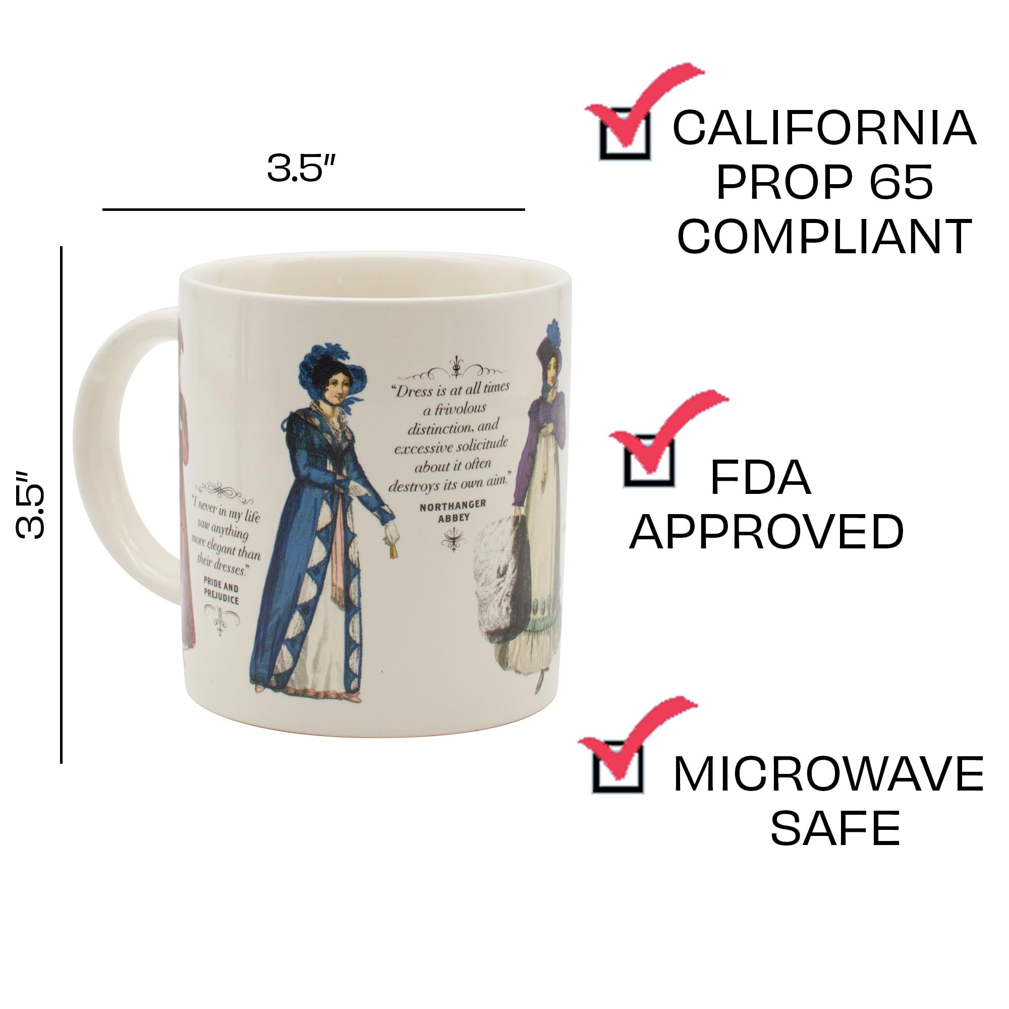 The Unemployed Philosophers Guild Jane Austen Finery Color Changing Mug - Heat Transforms Day Attire Revealing Evening Gowns, Co