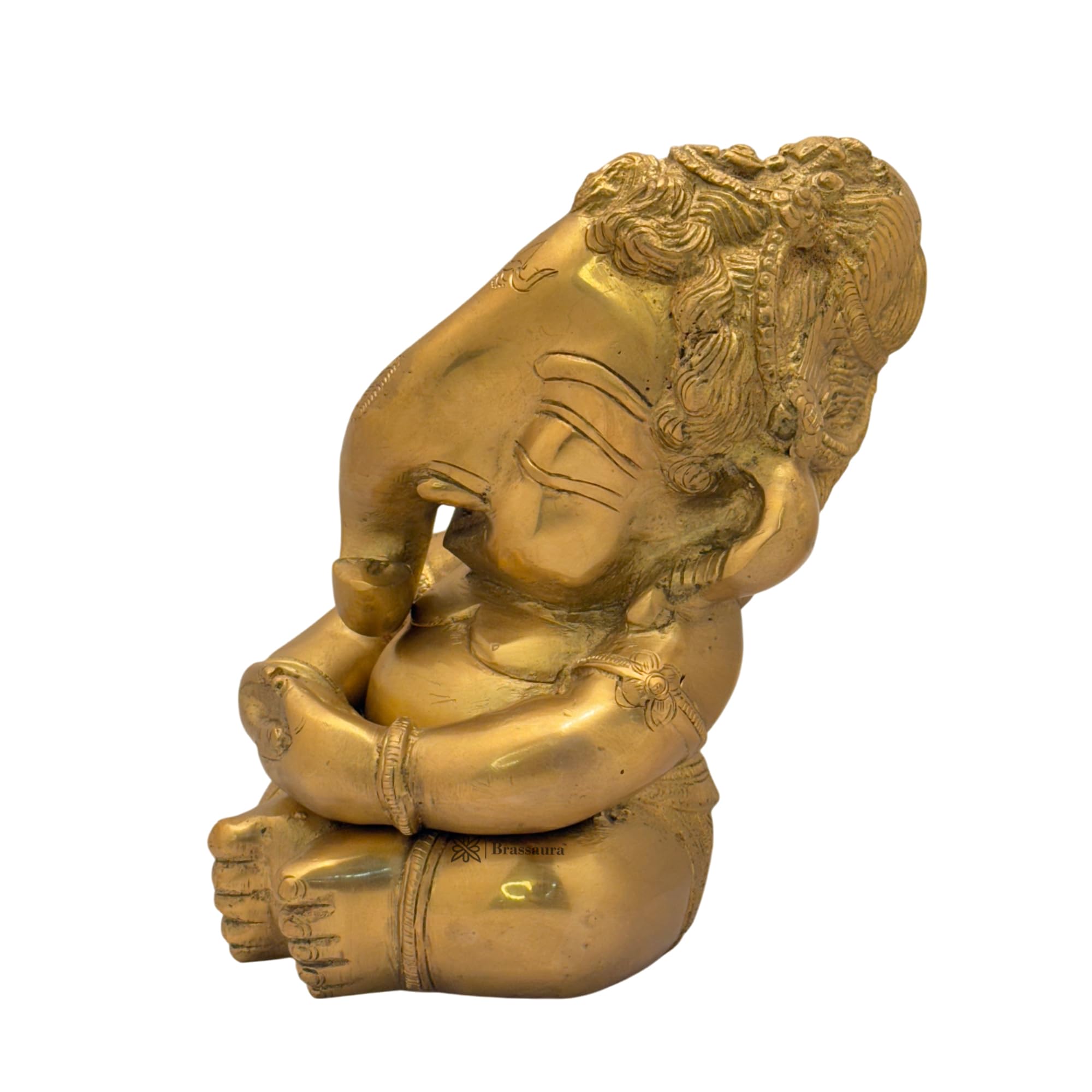 Brassaura Brass Golden Ganesha Statue For Home And Decor Brass Ganesh Murti For Pooja Room Ganpati Idol For Home Entrace Decor G
