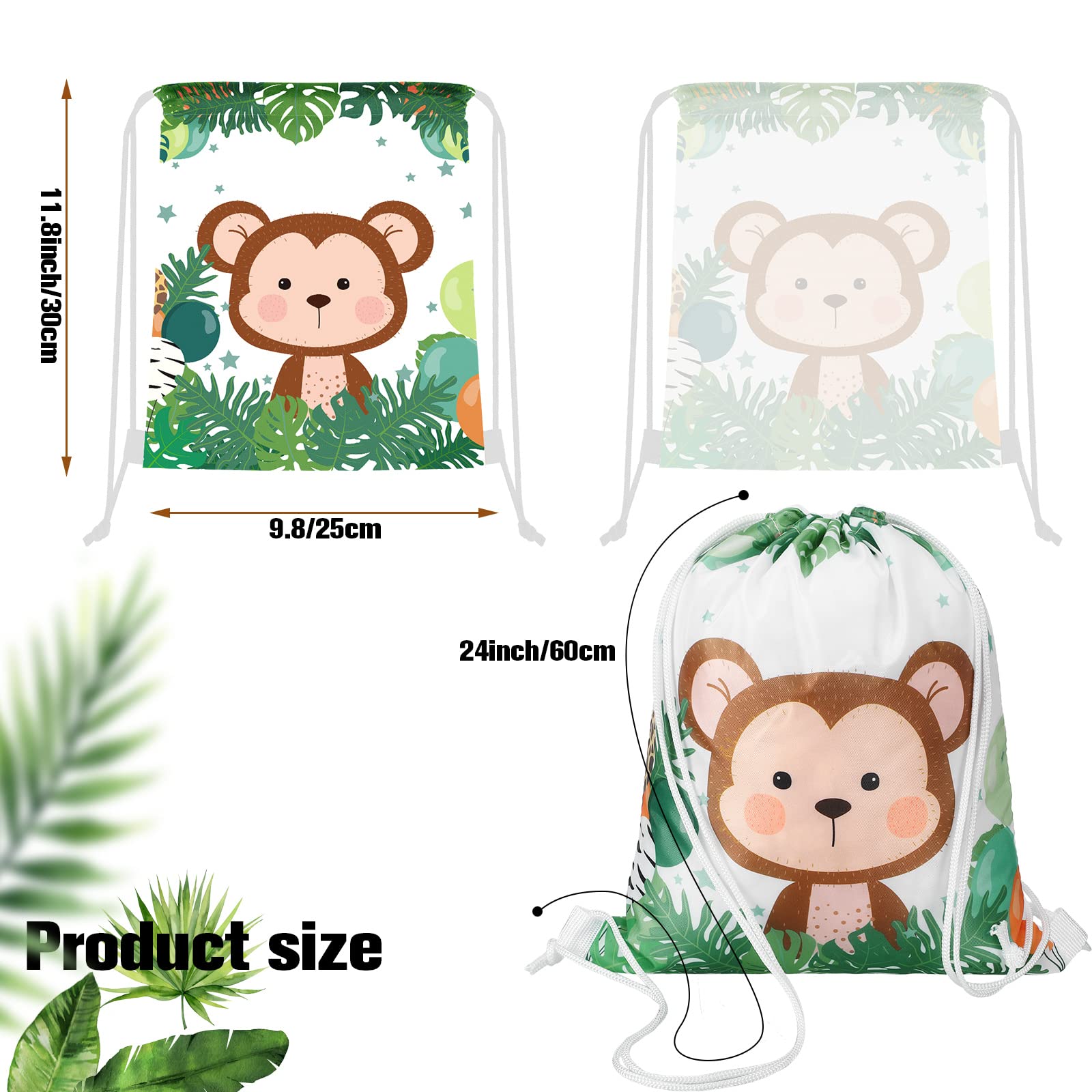 Ferraycle Safari Kids Drawstring Bags Safari Goodie Bags Party Favors Bags Party Treat Bags Jungle Animals Party Favor Bags For