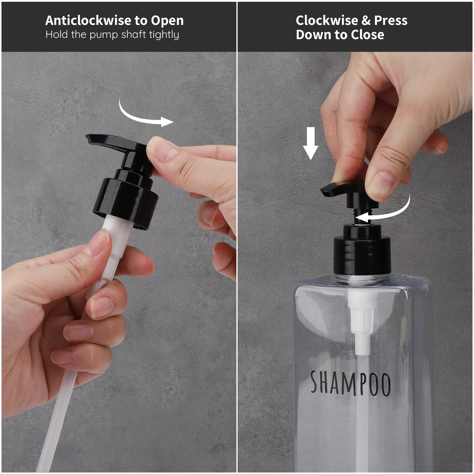 Segbeauty Clear Shampoo Bottles - 3pcs Refillable Plastic Dispenser Pump, 16.9oz (500ml), Ideal for Shampoo, Conditioner, Body Soap