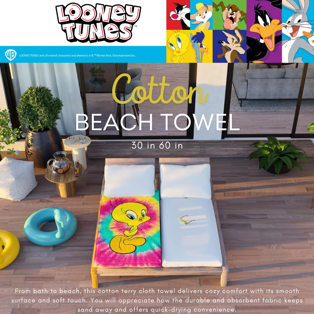 Franco Tweety Bird Super Soft Cotton Bath Towel, 60"x30", Official Licensed Product, The Looney Tunes Collectibles