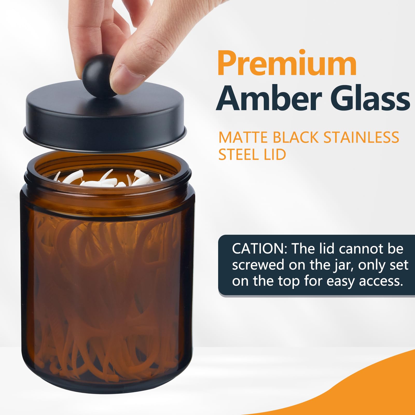 2 Pack Glass Apothecary Jars With Lids And Labels - Bathroom Counter Storage Jars, Qtip Holders Vanity Countertop Canisters (Amb