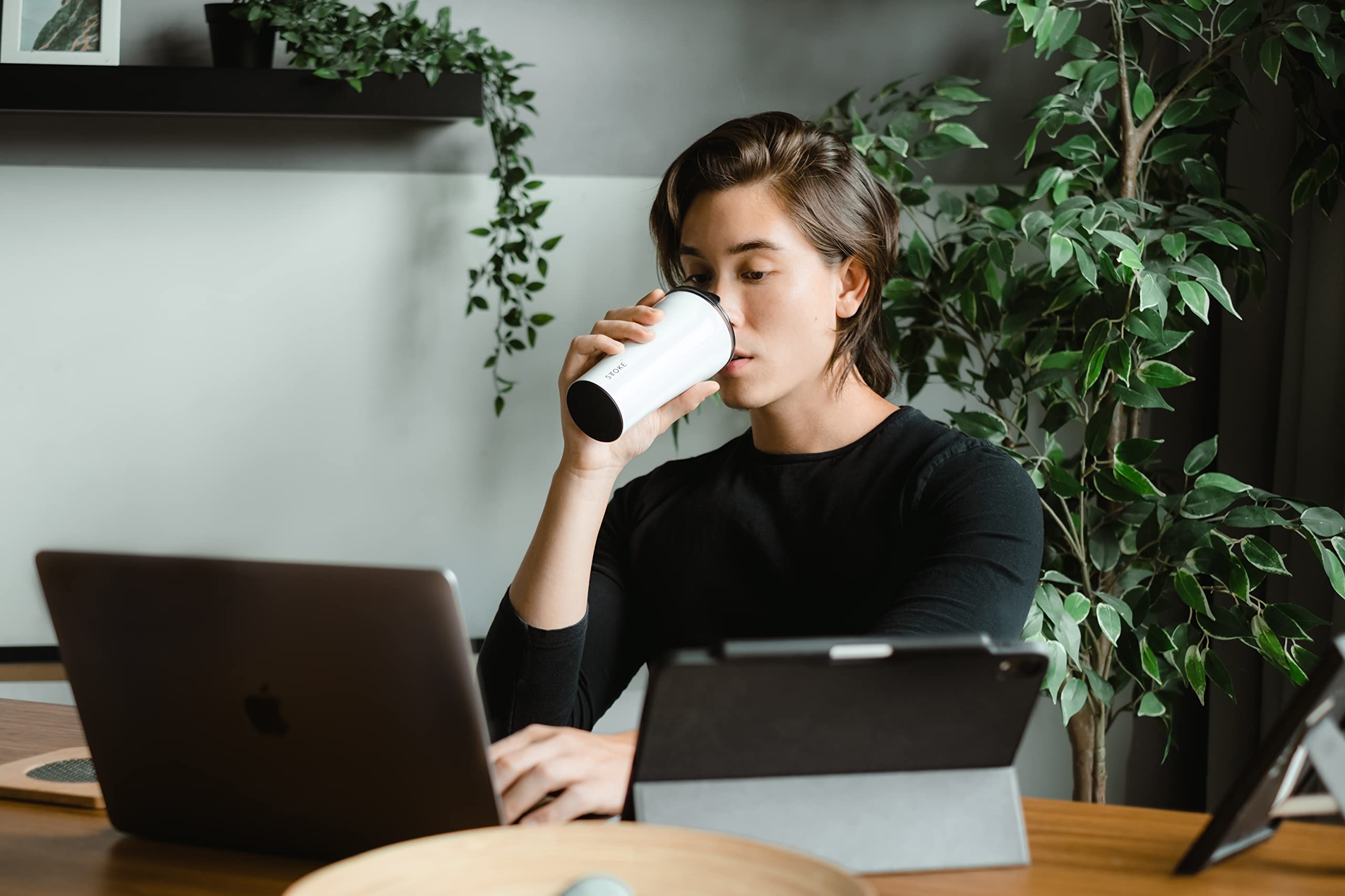 Sttoke Leakproof Ceramic Reusable Coffee Cup 12 Oz - Angel White Slp12Aw0620 0