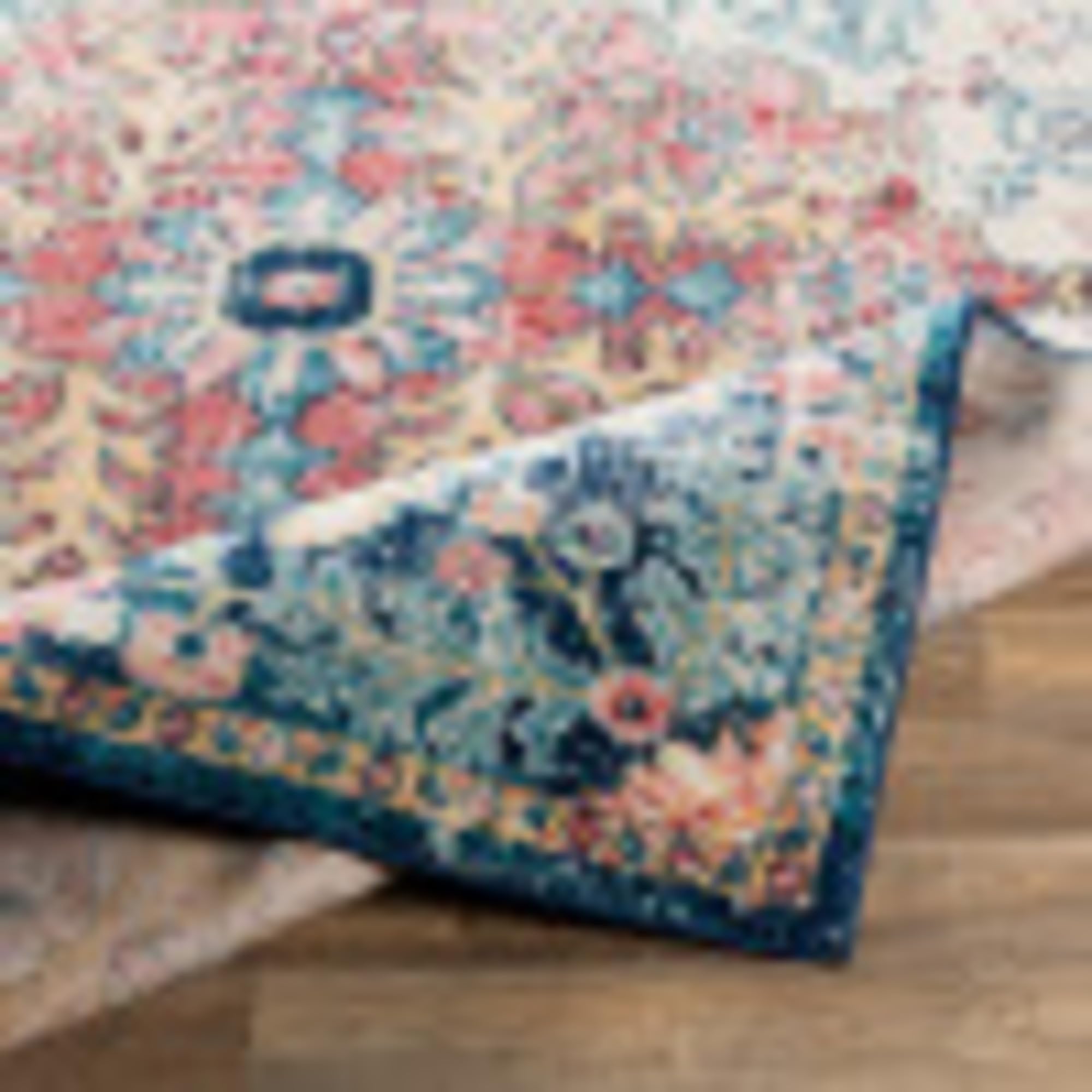 Livabliss Area Rugs - 3x7 Odelia Vintage Boho Aqua Burgandy Blue Runner Area Rug for Living Room Bedroom - Floral Medallion Stai