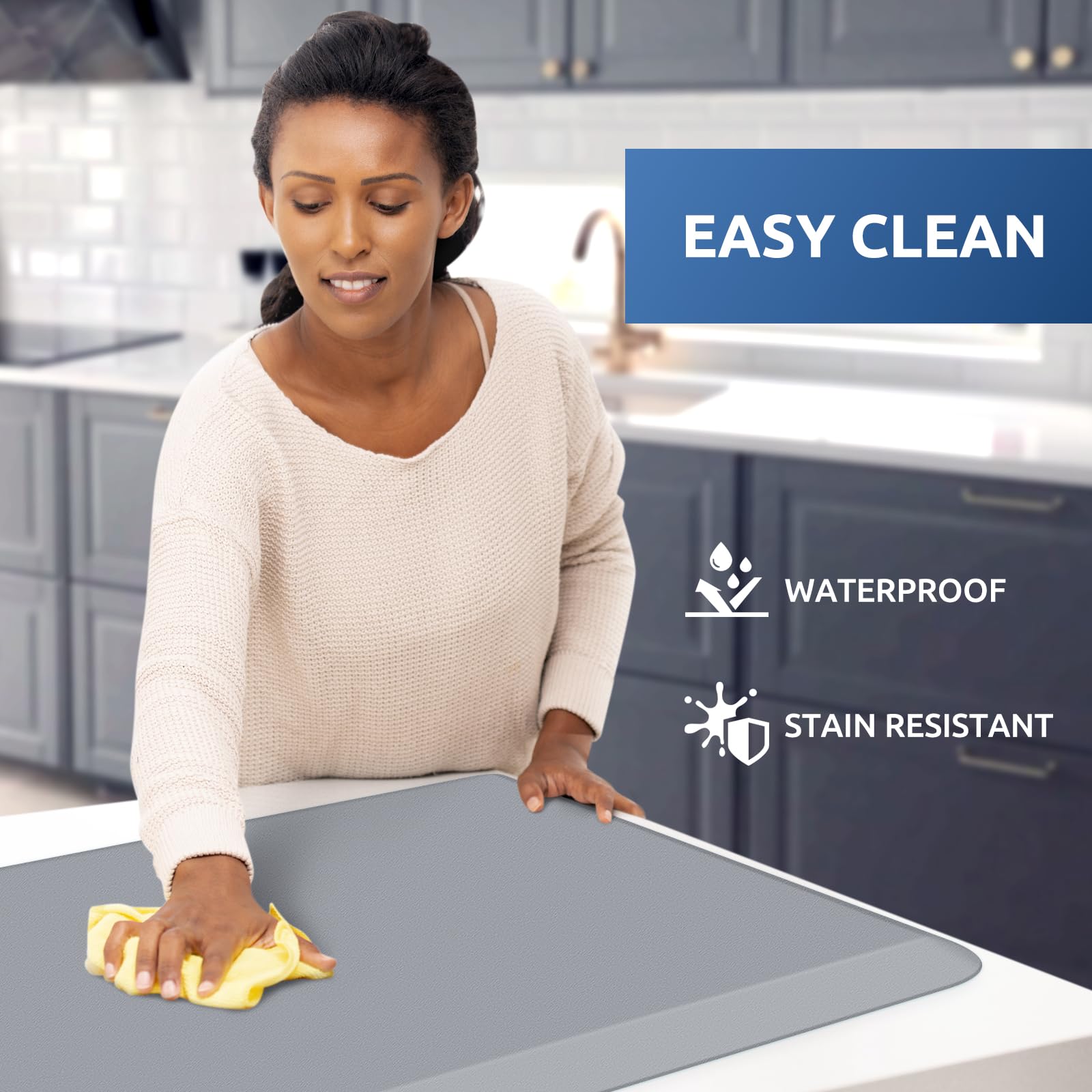 Kitchenclouds Kitchen Mat Cushioned Anti Fatigue Rug 20X39 Waterproof, Non Slip, Standing And Comfort Desk/Floor Mats For Ho