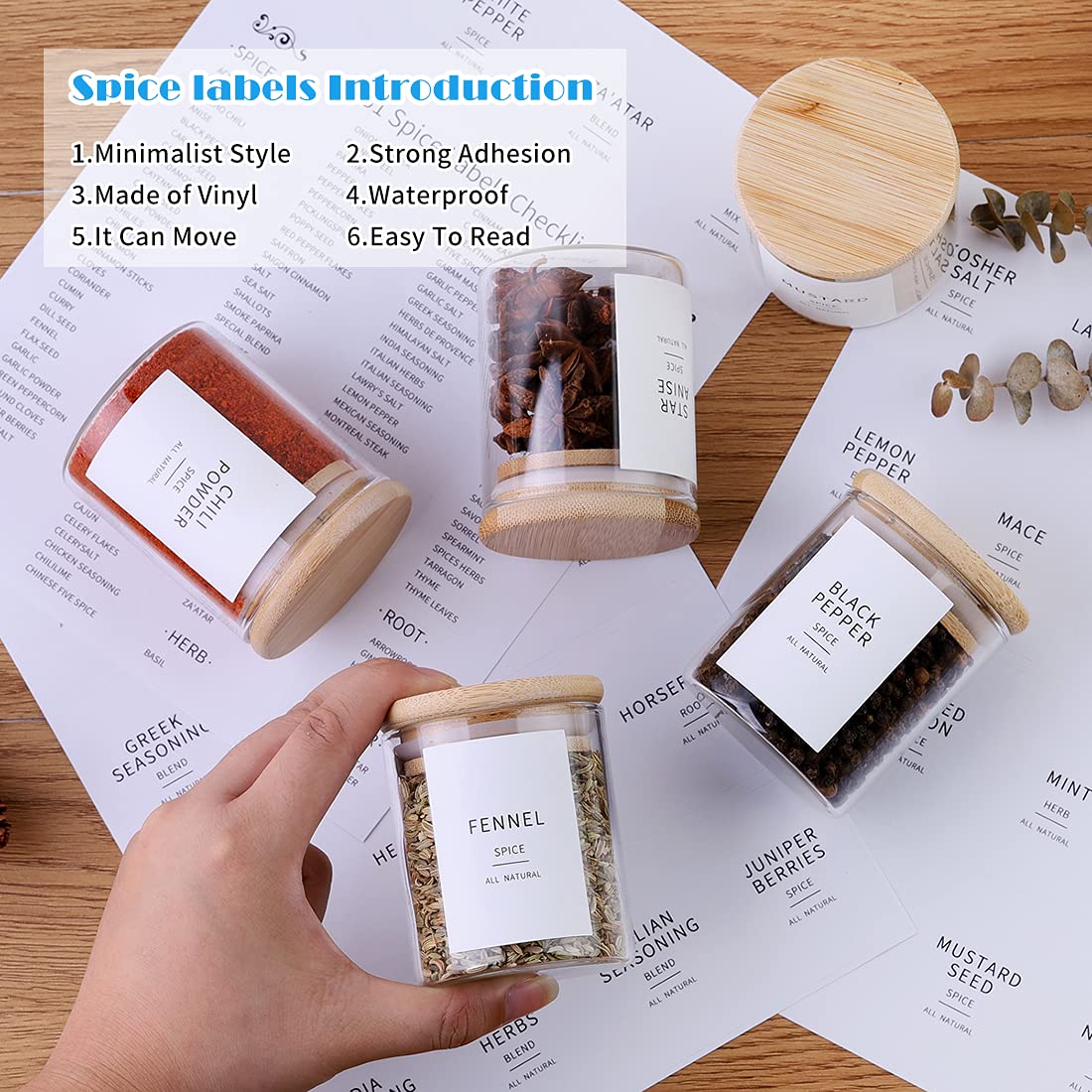 Glass Spice Jars With Bamboo Lids - 20 Pcs Thicken(2.4Mm) 4Oz Airtight Seasoning Containers With 131 Waterproof Minimalist Spice