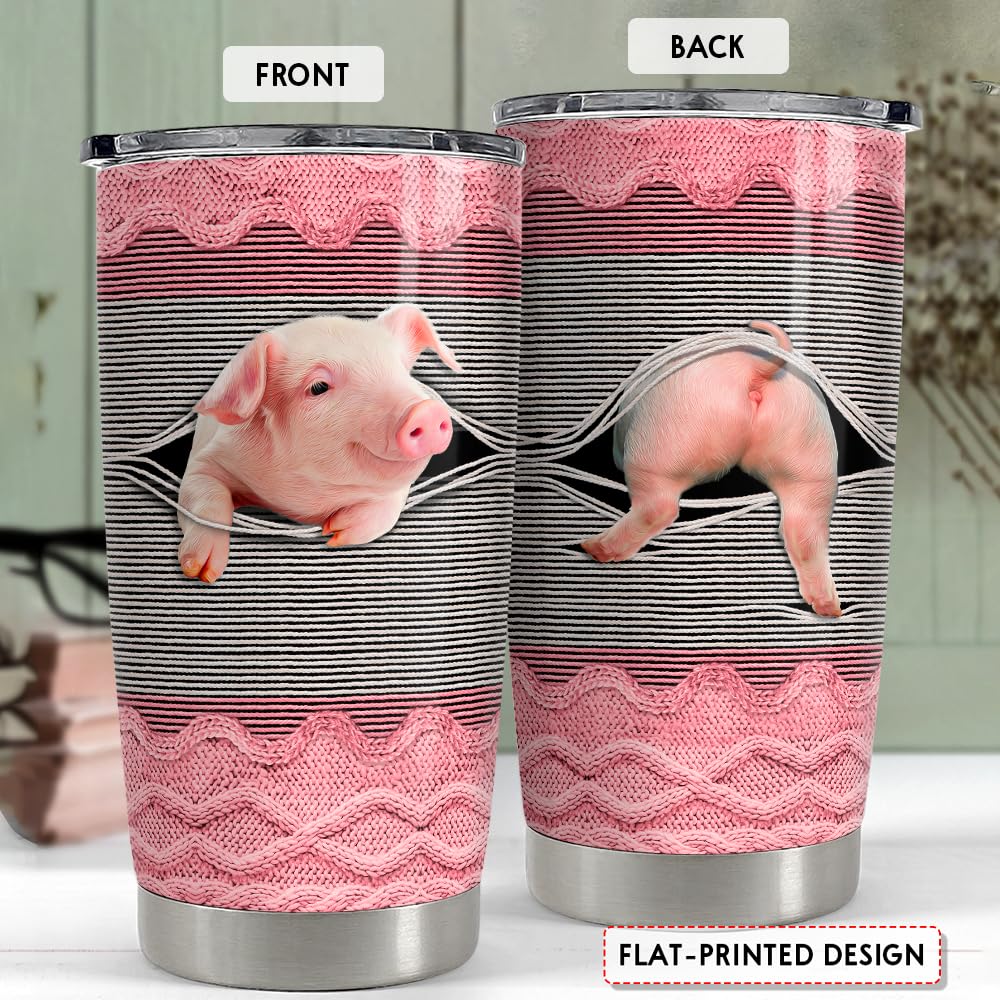SANDJEST Pig Tumbler 20oz Stainless Steel Insulated Tumblers Coffee Travel Mug Cup Funny Pig Gifts for Women Girls Gift for Birt
