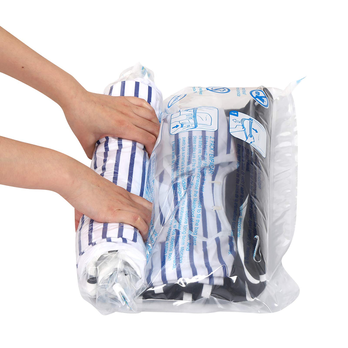 Hibag 12 Compression Bags For Travel, Travel Essentials Compression Bags, Vacuum Packing Space Saver Zipper Bags For Cruise Trav