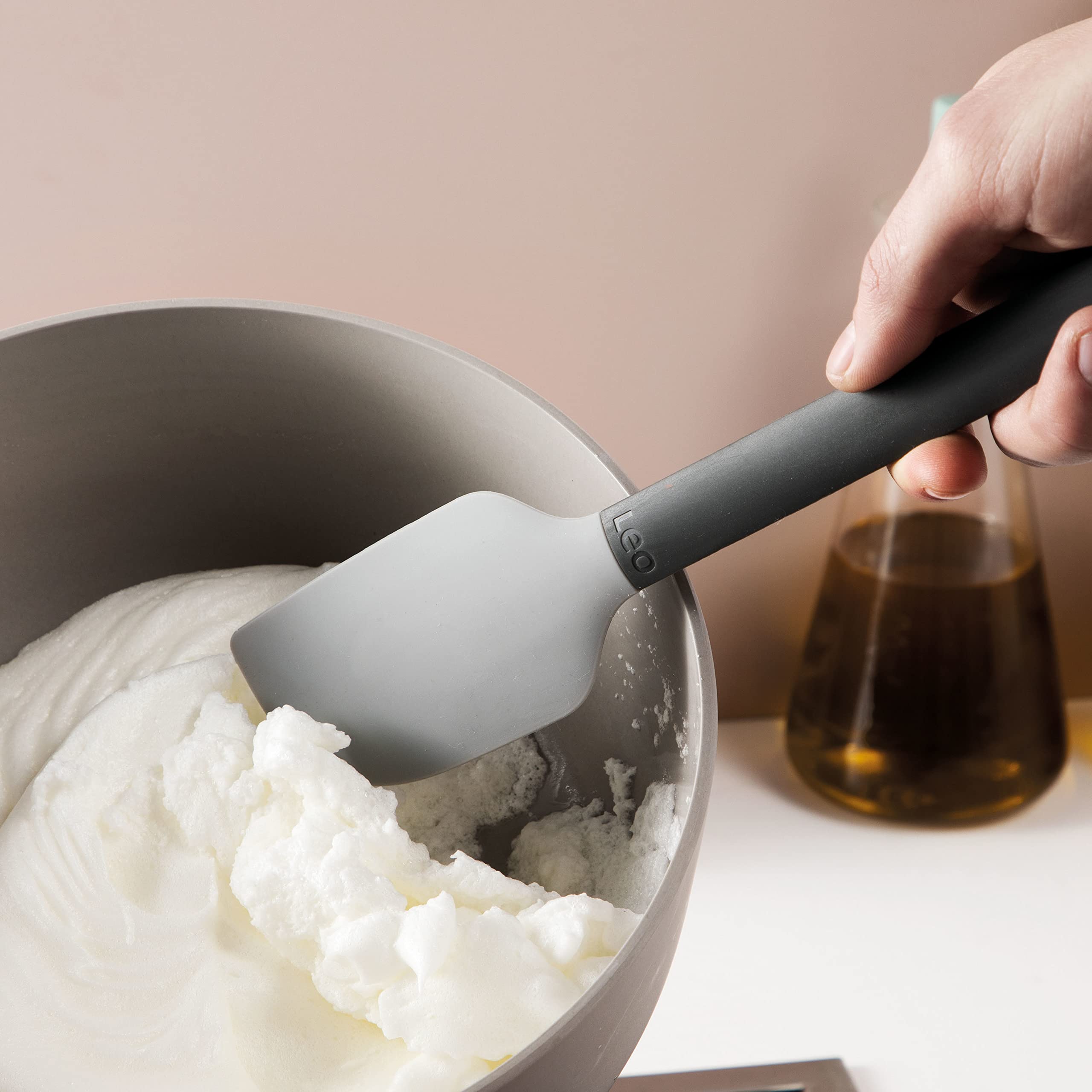 Berghoff Leo Heat-Resistant Non-Stick Silicone & Nylon Body Spatula 12.25'' Grey Hanging Ring Soft-Touch Handle Dishwasher Safe