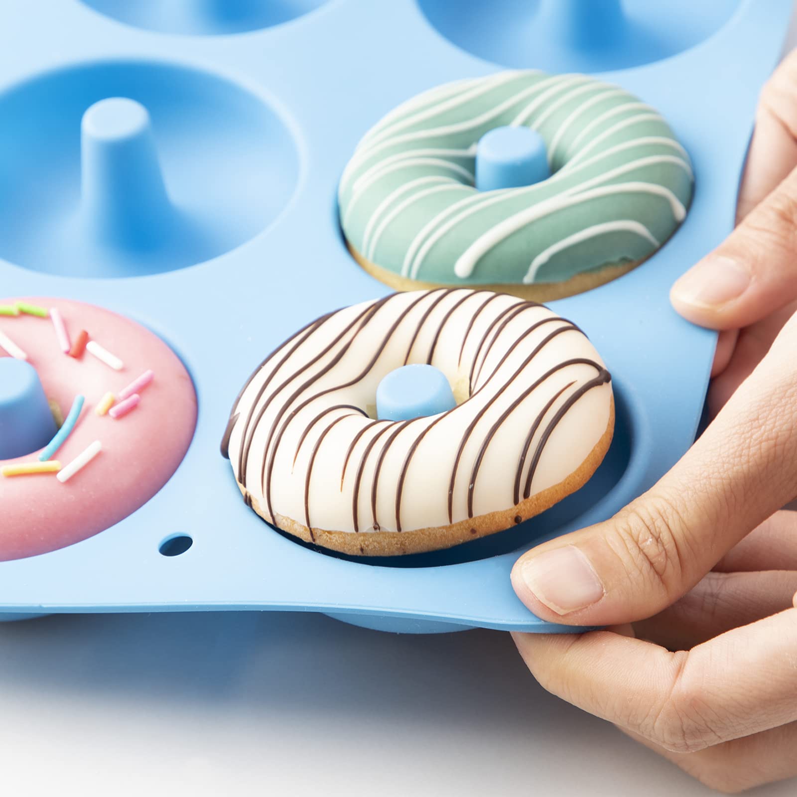 Aichoof Silicone Donut Mold For 6 Doughnuts, Set Of 2. Food Grade Lfgb Silicone Bagels Baking Pan, Non-Stick, Dishwasher Safe, H