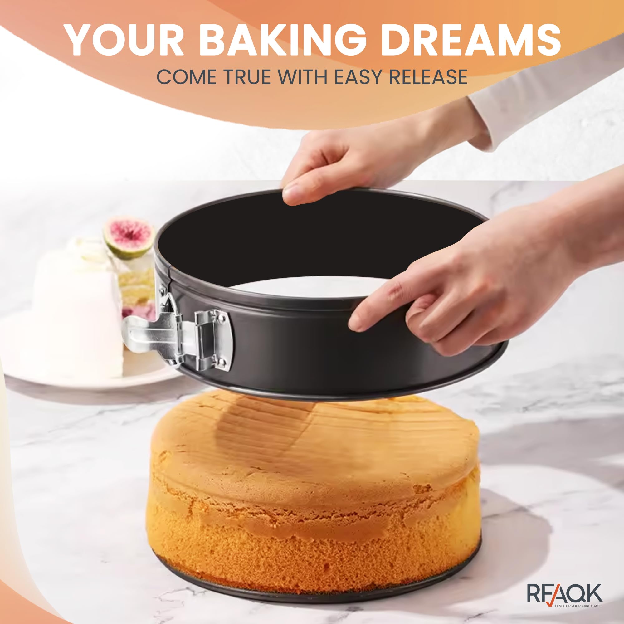 Rfaqk Non-Stick 9 Inch Springform Pan - Spring Form Pan For Cheesecake With Removable Bottom, Bonus Icing Spatula With 30 Pcs Pa