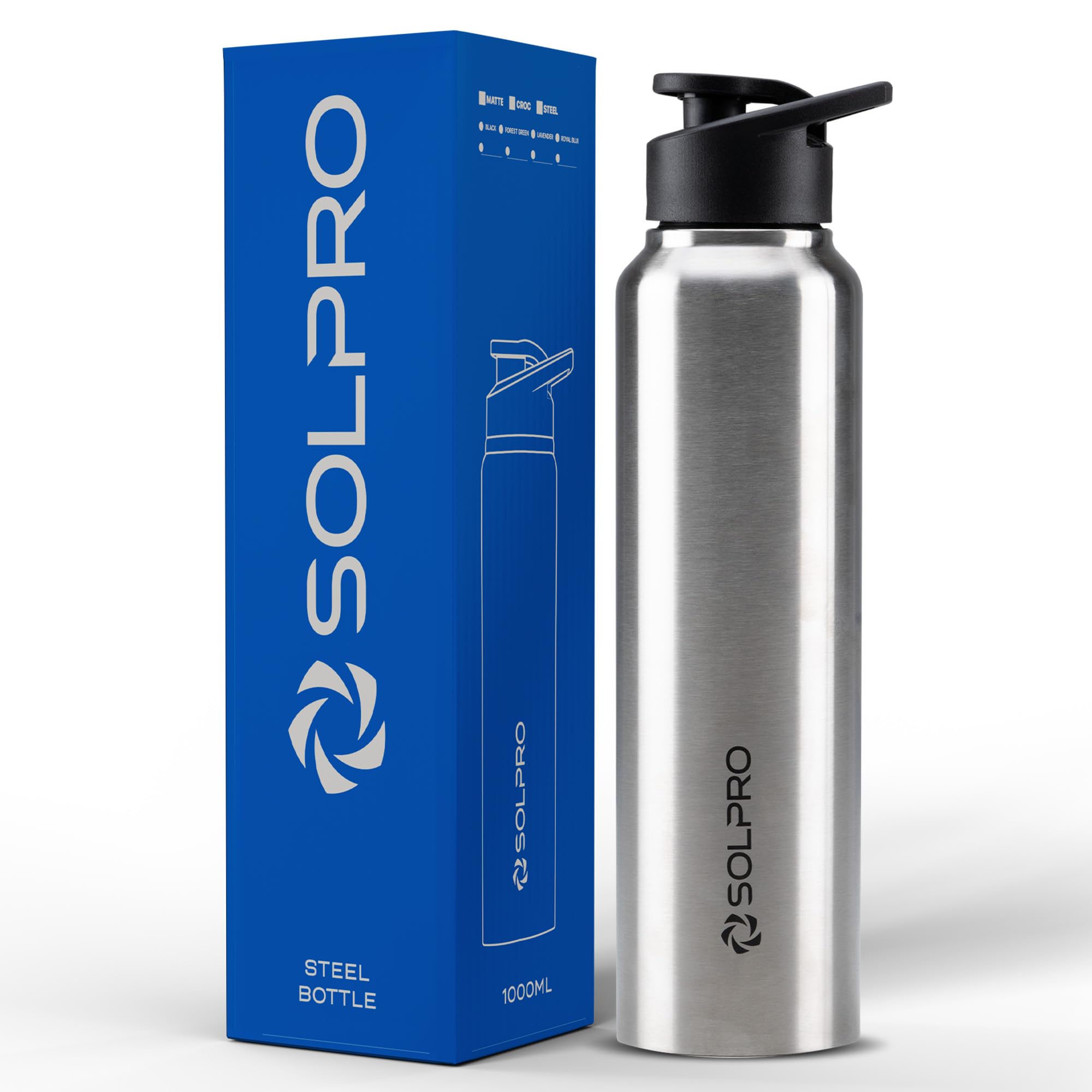Solpro Titan 1000Ml Isi Certified Stainless Steel Water Bottle For Office,School,College,Travel,Gym,Yoga,Camping,Sports & Outdoo