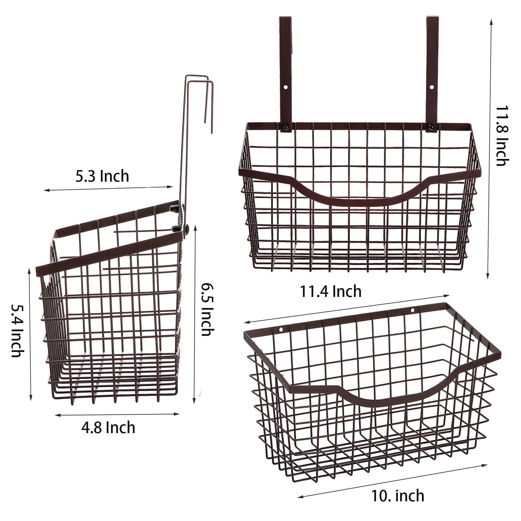 Nicunom 2 Pack Grid Storage Baskets With Hooks, Over Cabinet Door Organizer, Wire Storage Basket Organizer For Kitchen Pantry Ba