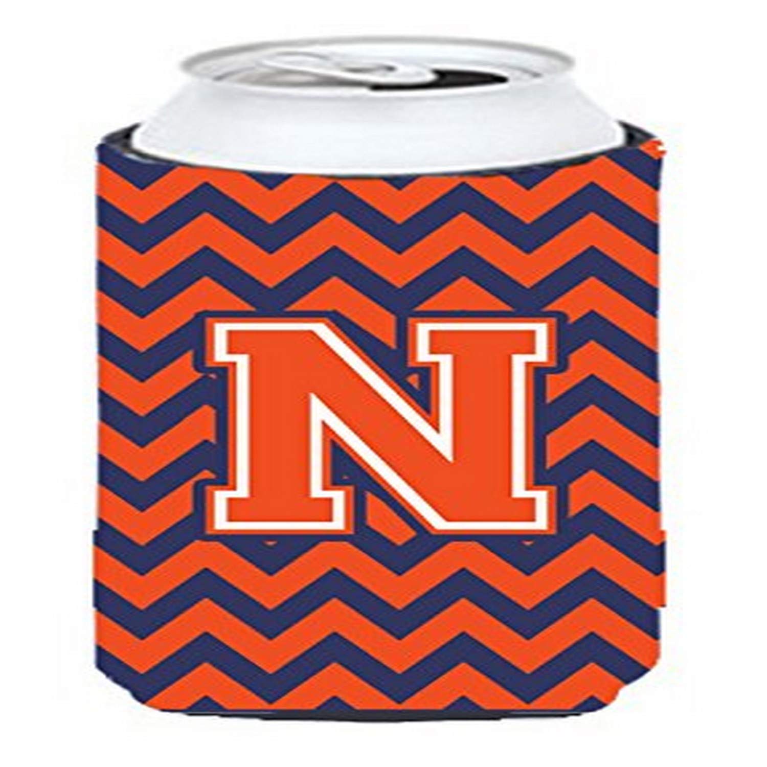 Letter N Chevron Orange Blue Tall Boy Beverage Insulator Hugger CJ1042-NTBC