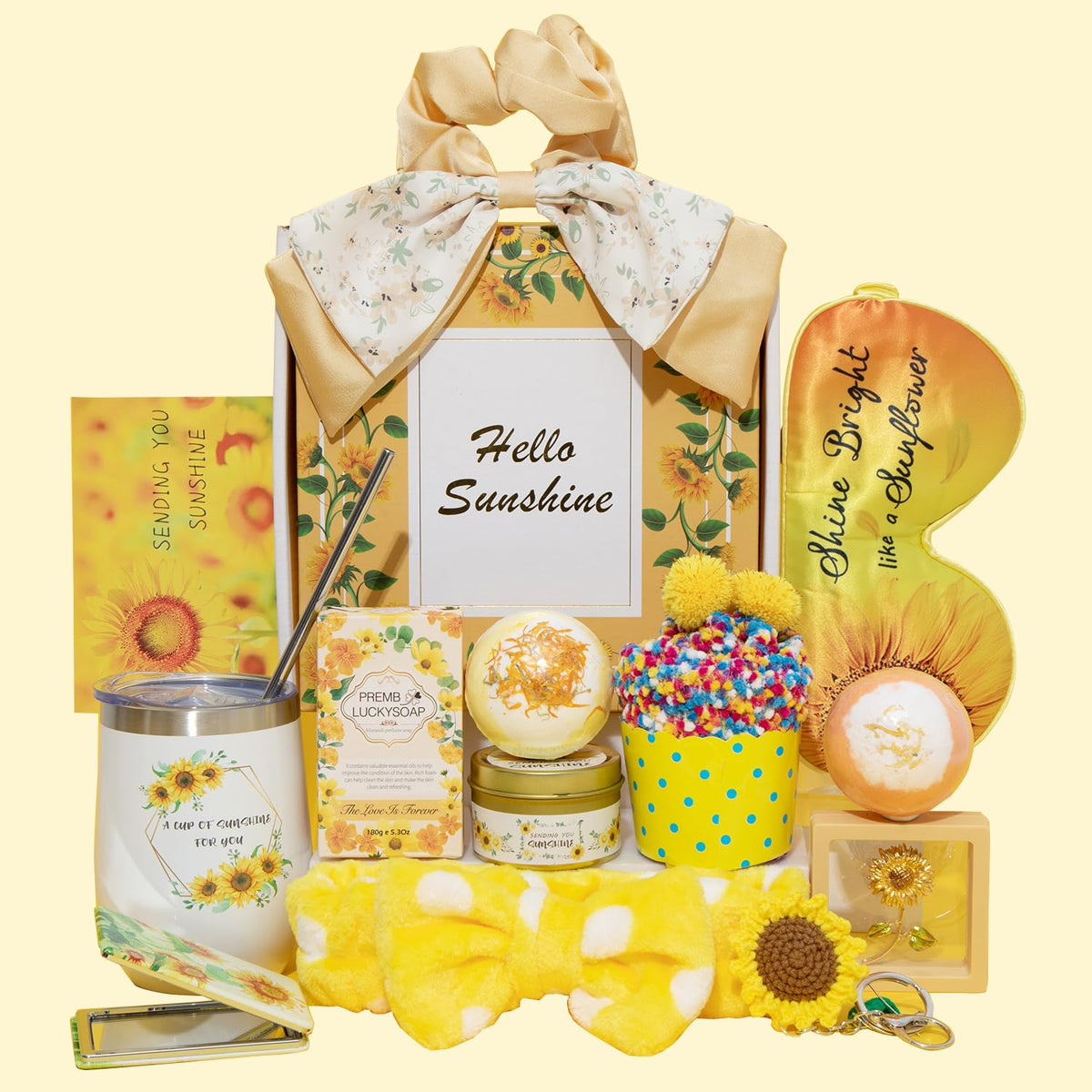 Gifts Basket For Women,Sunflower Gifts Set Birthday Gifts For Women Get Well Soon Basket Gifts Self Care Package Gifts Relaxing
