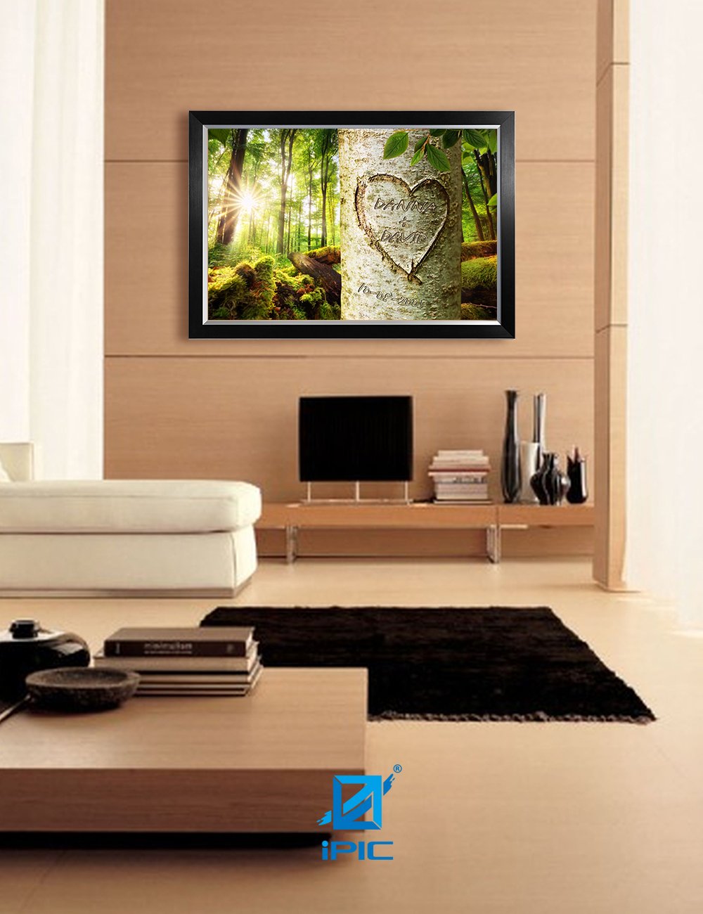 Ipic - Love Evergreen, Personalized Artwork With Names And Date On, Customized Gift For Anniversary,Wedding,Birthday And Holiday