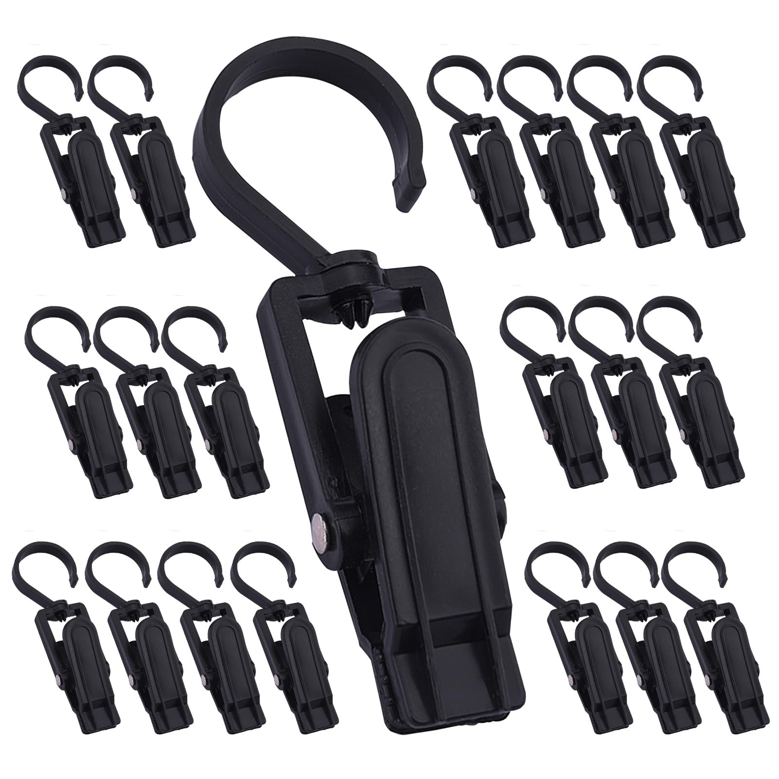 20 Pcs Super Strong Plastic Swivel Hanging Hooks, Curtain Clips, Clothes Pins, Beach Towel Clips, Home Swivel Laundry Clips For