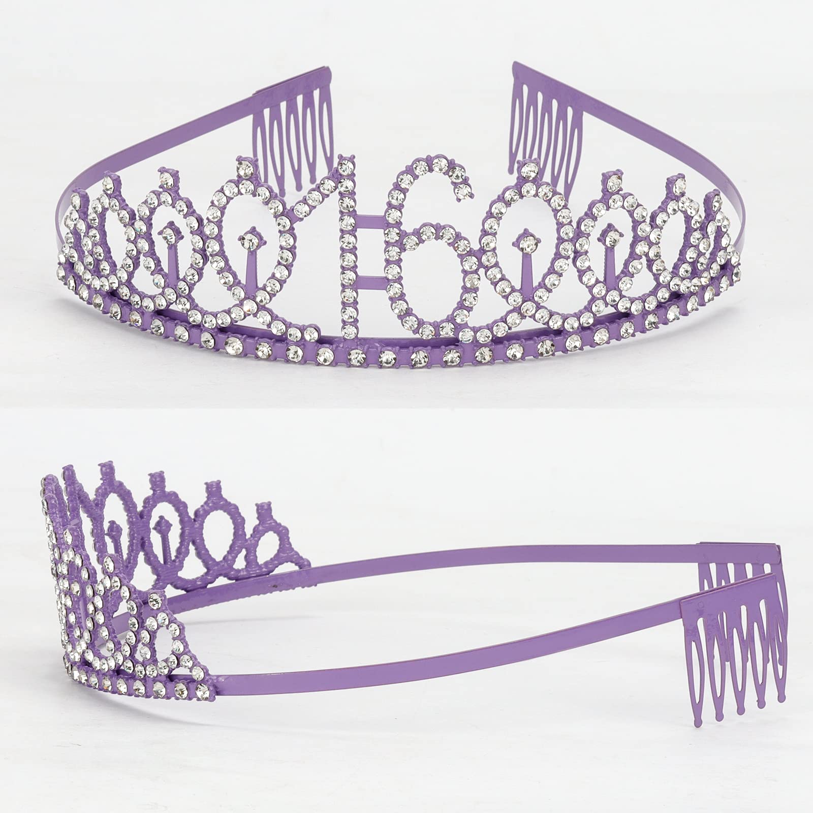 16Th Purple Crown And Sash Kit - Sweet 16 Party Decorations, Gifts, And Supplies For Girls (Purple)