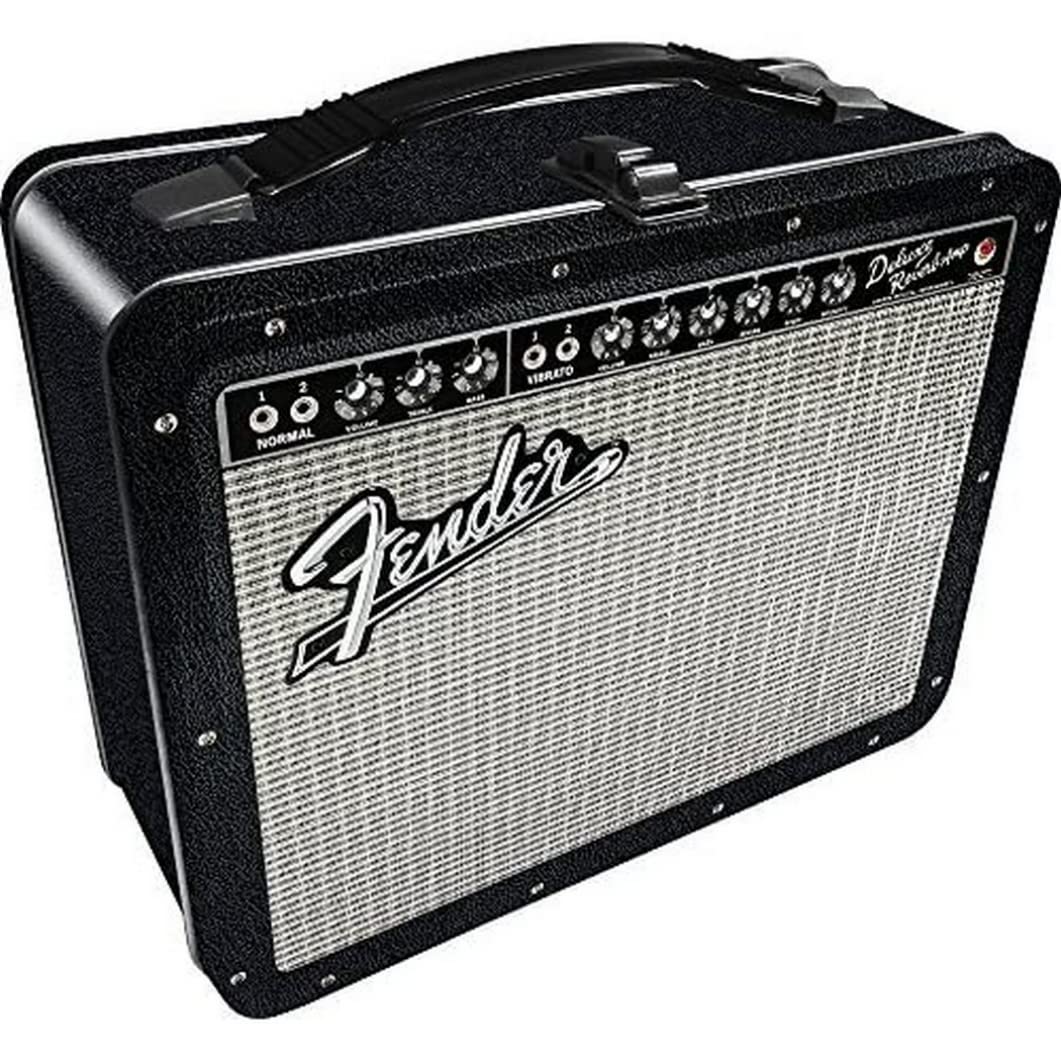 Aquarius Fender Amp Large Fun Box - Sturdy Tin Storage Box With Plastic Handle & Embossed Front Cover - Officially Licensed Fend
