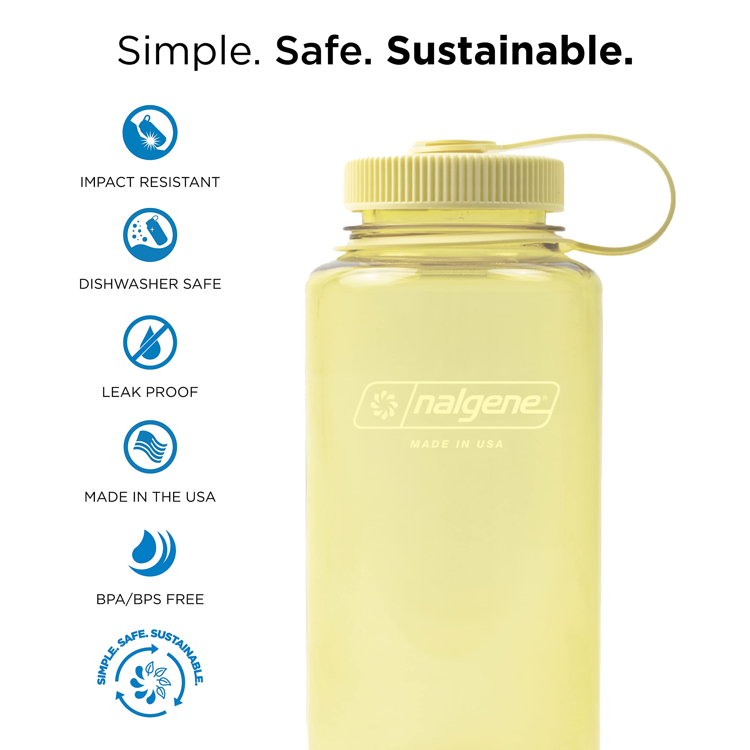 Nalgene Monochrome Bpa-Free Recycled Water Bottle For Backpacking, Hiking, Gym - 32 Oz Shatterproof Reusable Bottle