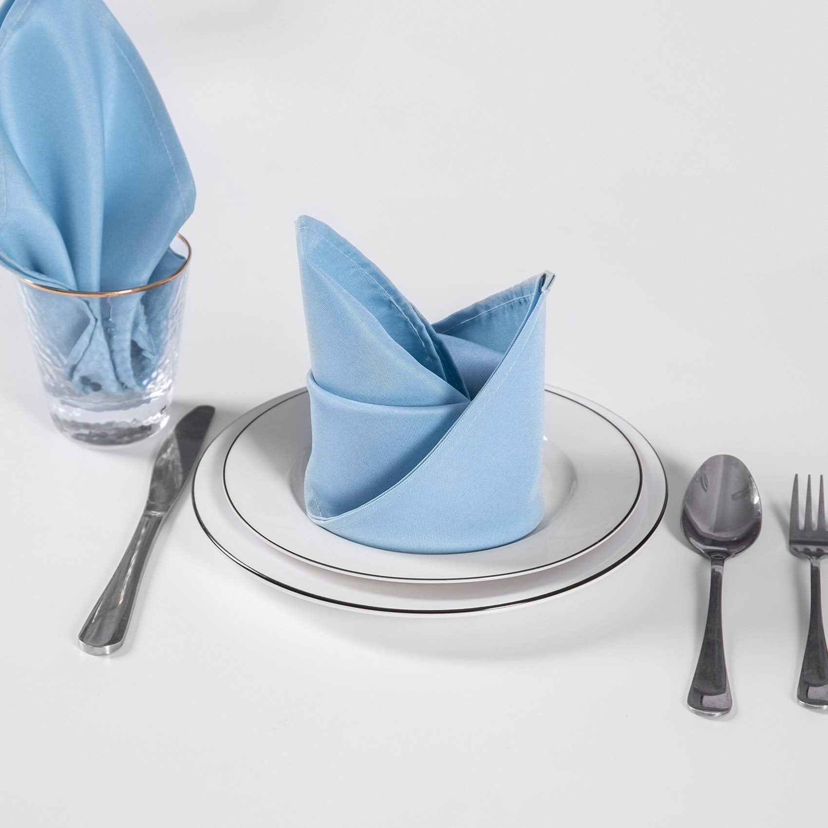 Cloth Napkins 20X20 Inch Washable Polyester Dinner Napkins Soft Table Napkins For Wedding Party Dining Banquet(Blue Mist,50Pcs)