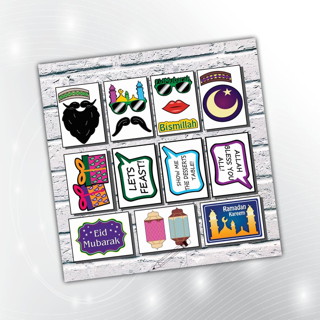 PartyStuff Eid Theme Props  Eid Rectangle Props (11 Cards)