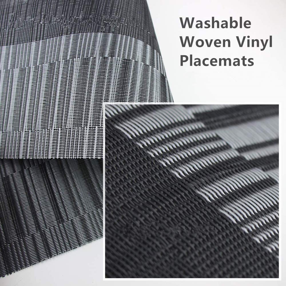 Placemats With Table Runner Set Place Mats, Woven Crossweave Vinyl Kitchen Tablemat, Washable Pvc Table Mats For Dining Table, P