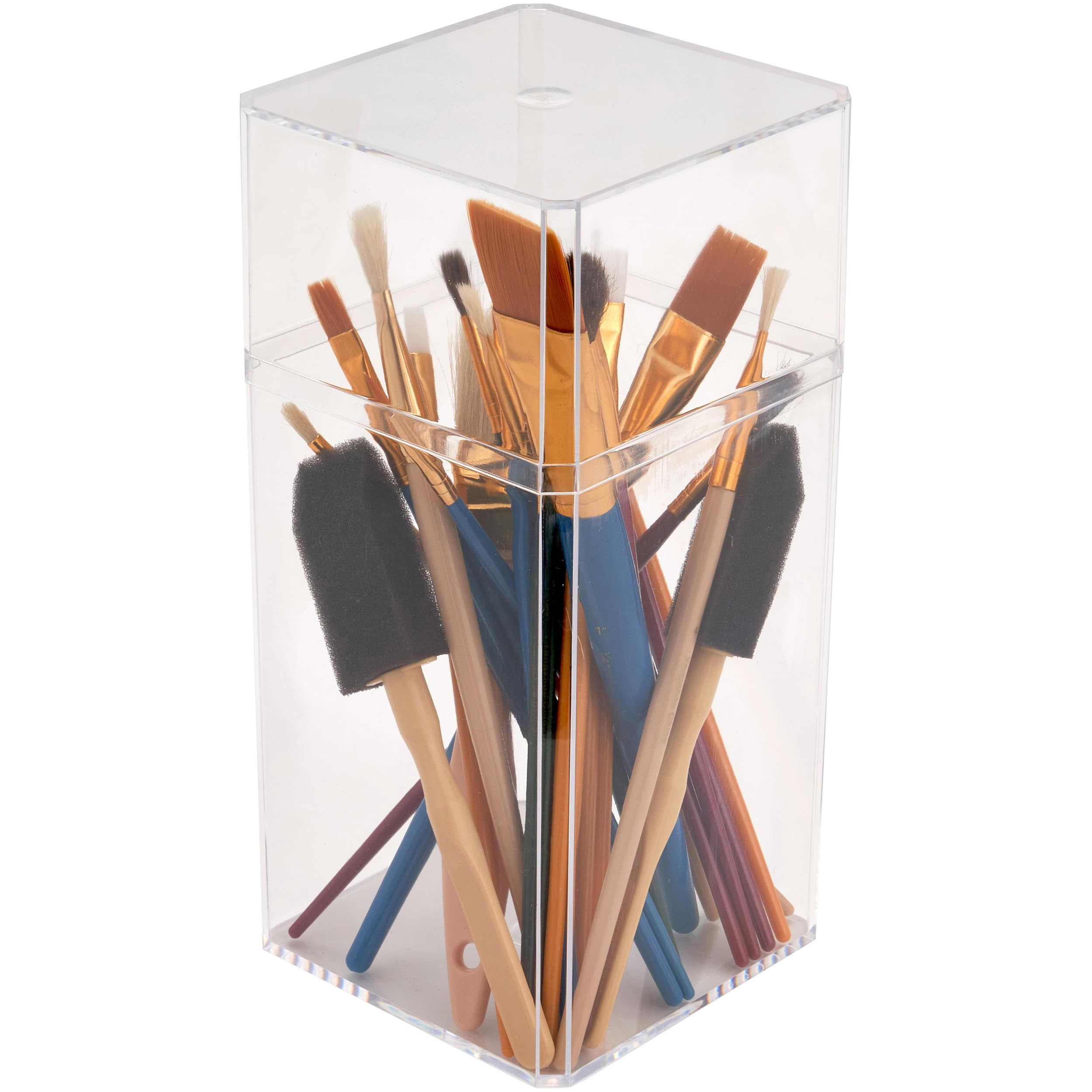 Pioneer Plastics 048C Clear Large Tall Rectangular Plastic Container, 3.75'' W X 3.75'' D X 8.25'' H