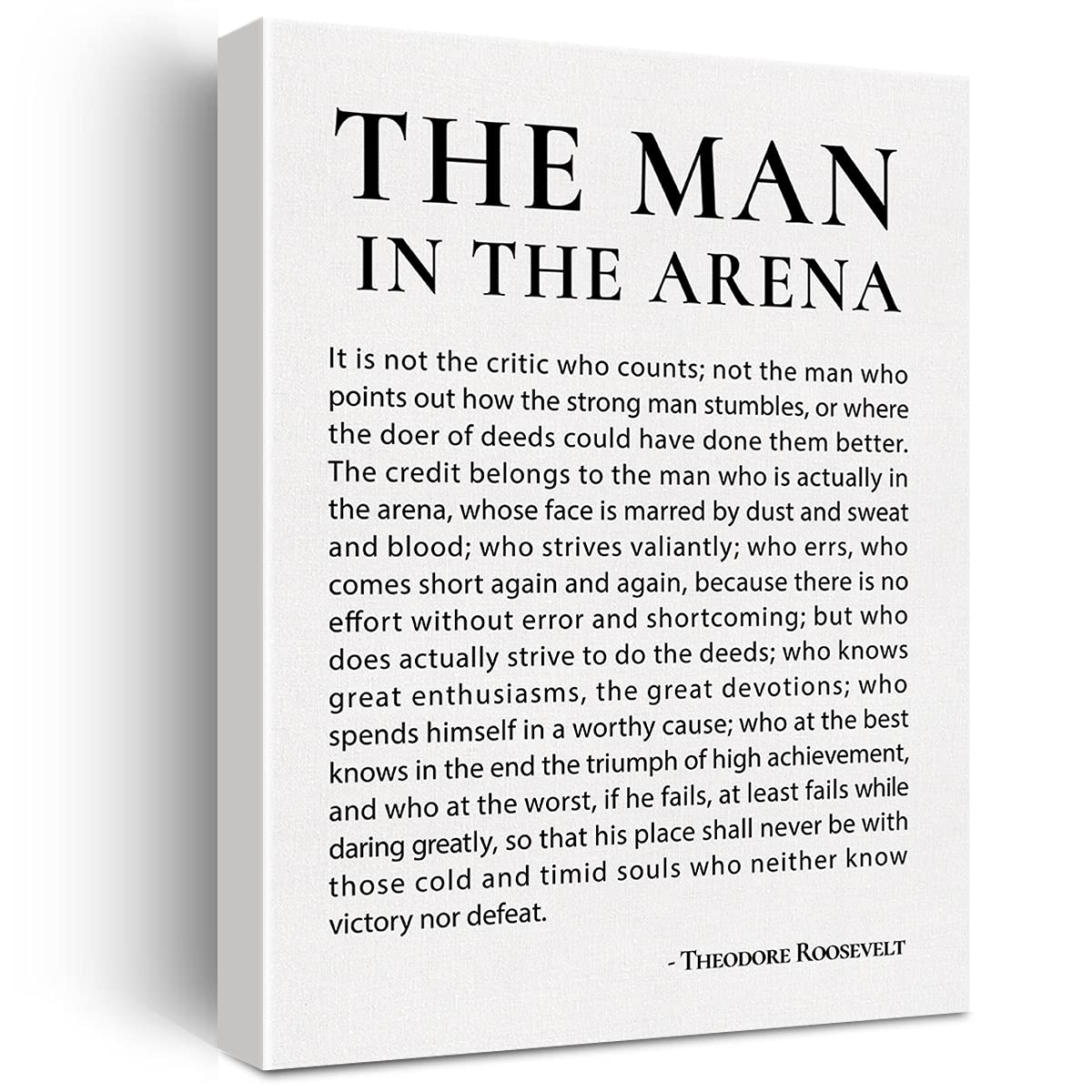 Inspirational Canvas Wall Art Motivational The Man In The Arena Quote Canvas Print Positive Speech Quotes Canvas Painting Office