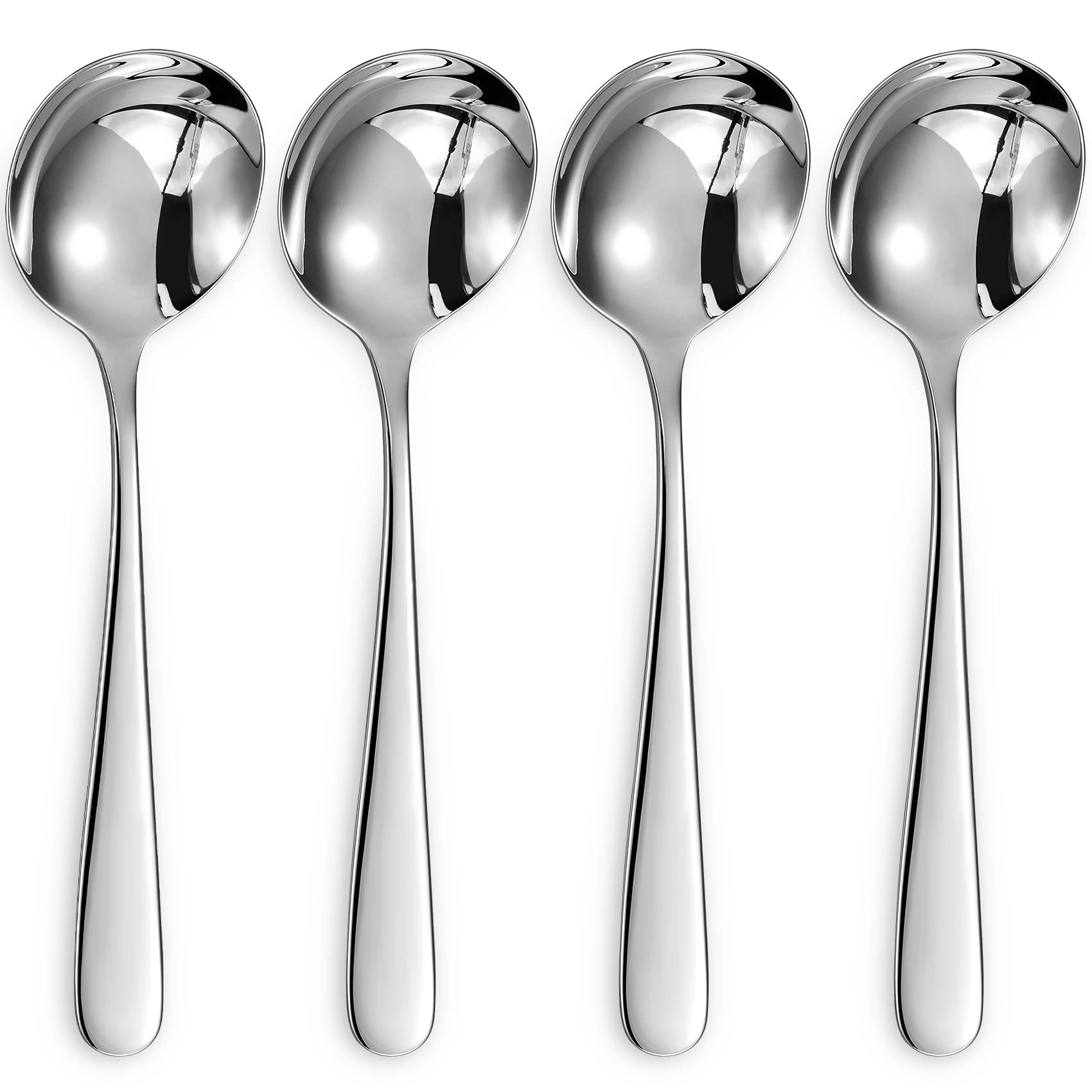Keawell Premium 7'' Louise Soup Spoons, 18/10 Stainless Steel, Dishwasher Safe (4)