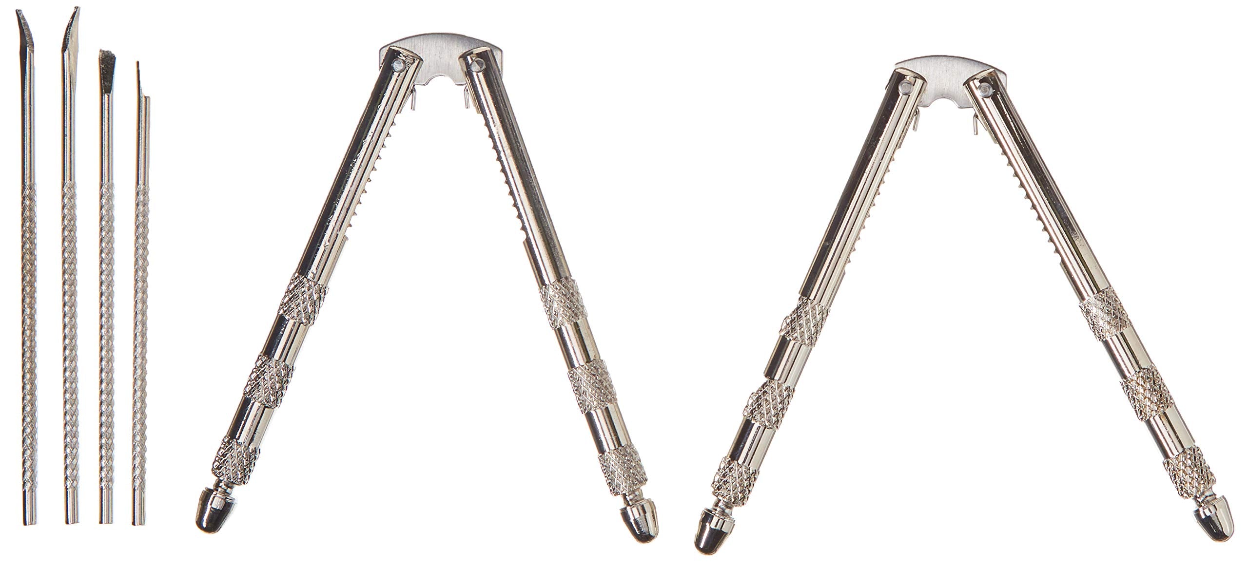 Chef Craft Stainless Steel Nut Cracker Set, 2 Crackers & 4 Picks, White, Model 21629-2PK