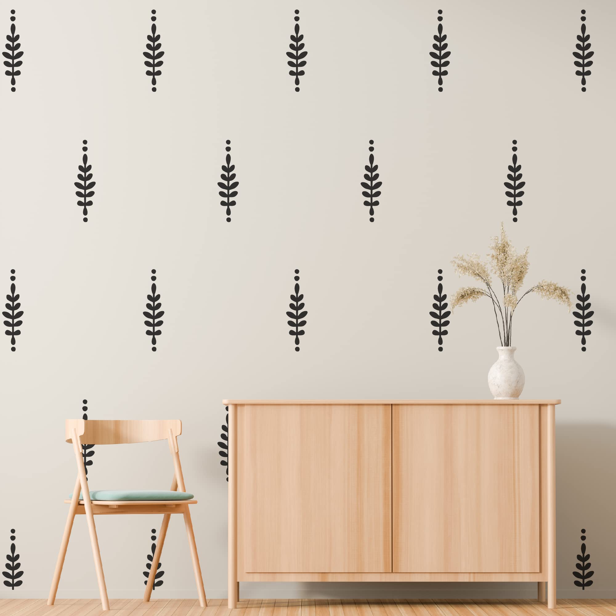 Shyjshyj A Room With Floral Vinyl Leaves Wall Decals, Peel And Stick Modern Boho Flower Stickers For Bedroom Livingroom Home Wal