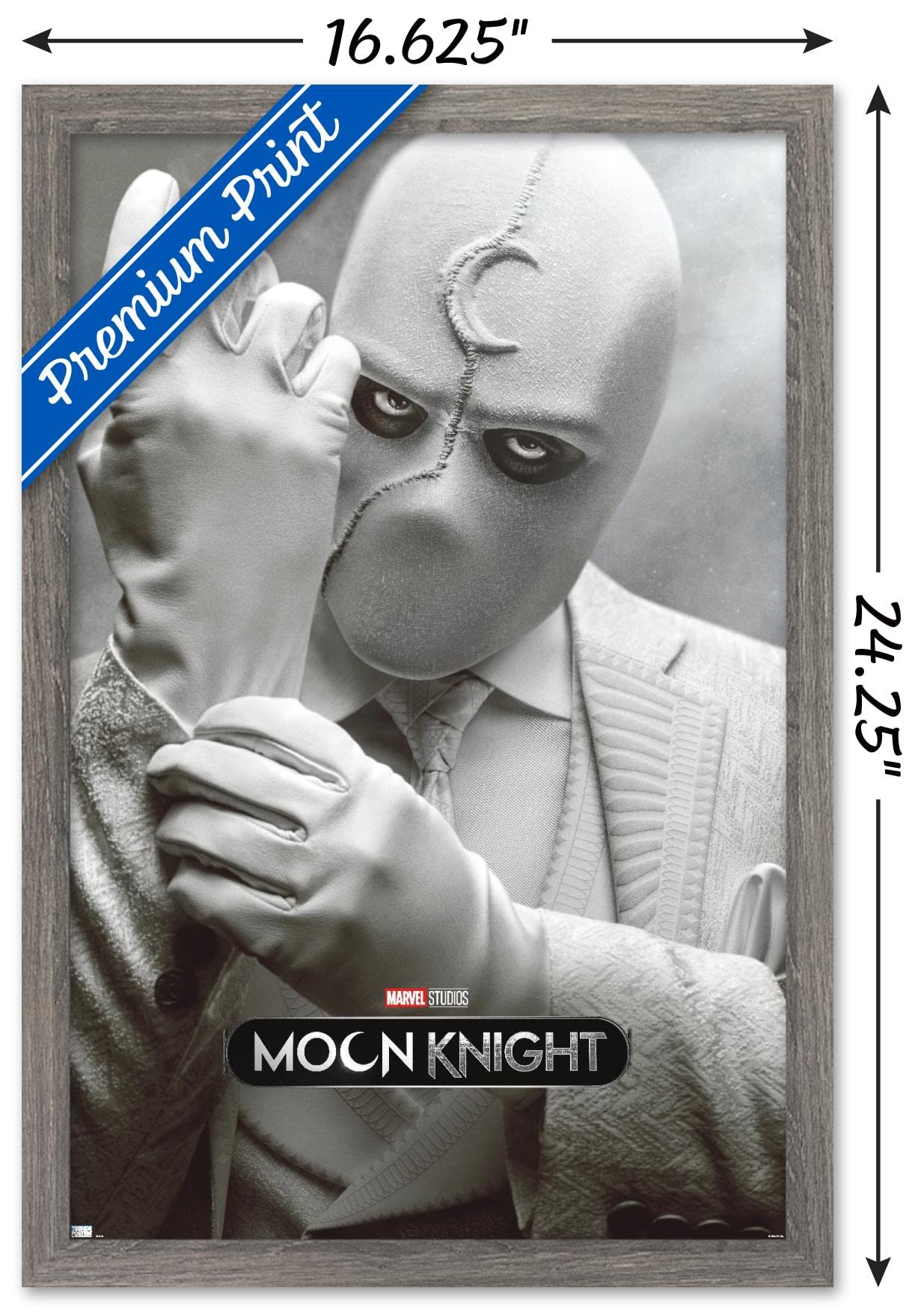 Trends International Marvel Moon Knight - Mr. Knight One Sheet Wall Poster, 14.725'' X 22.375'', Barnwood Framed Version