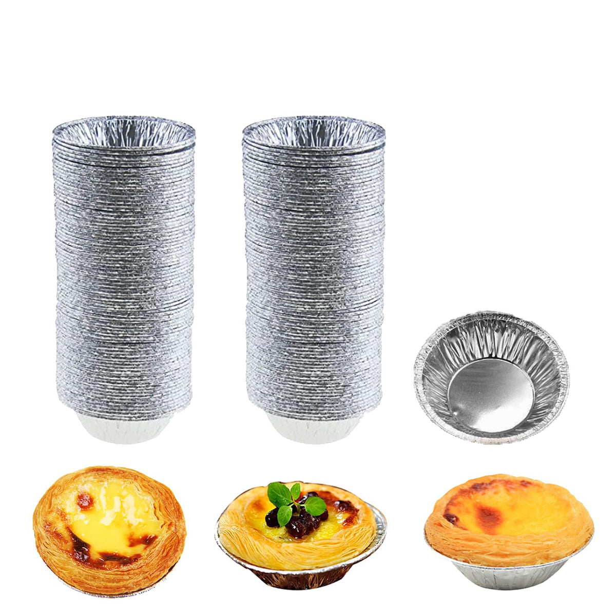 Hlcm 100 Pcs Aluminum Foil Pie Trays/Mini Pie Pans/Disposable Baking Tart Molds/Aluminum Foil Pie Pan, Great For Baking Tart Egg