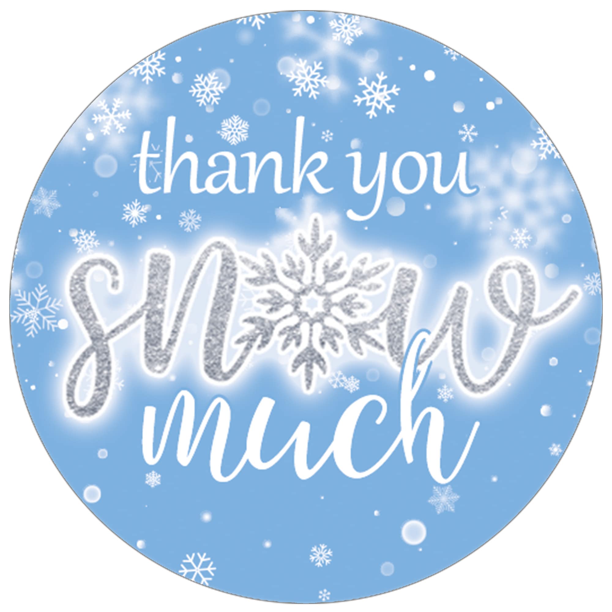 Blue Winter Snowflake Thank You Snow Much Party Favor Stickers - Baby Shower, Birthday Or Wedding - 40 Labels
