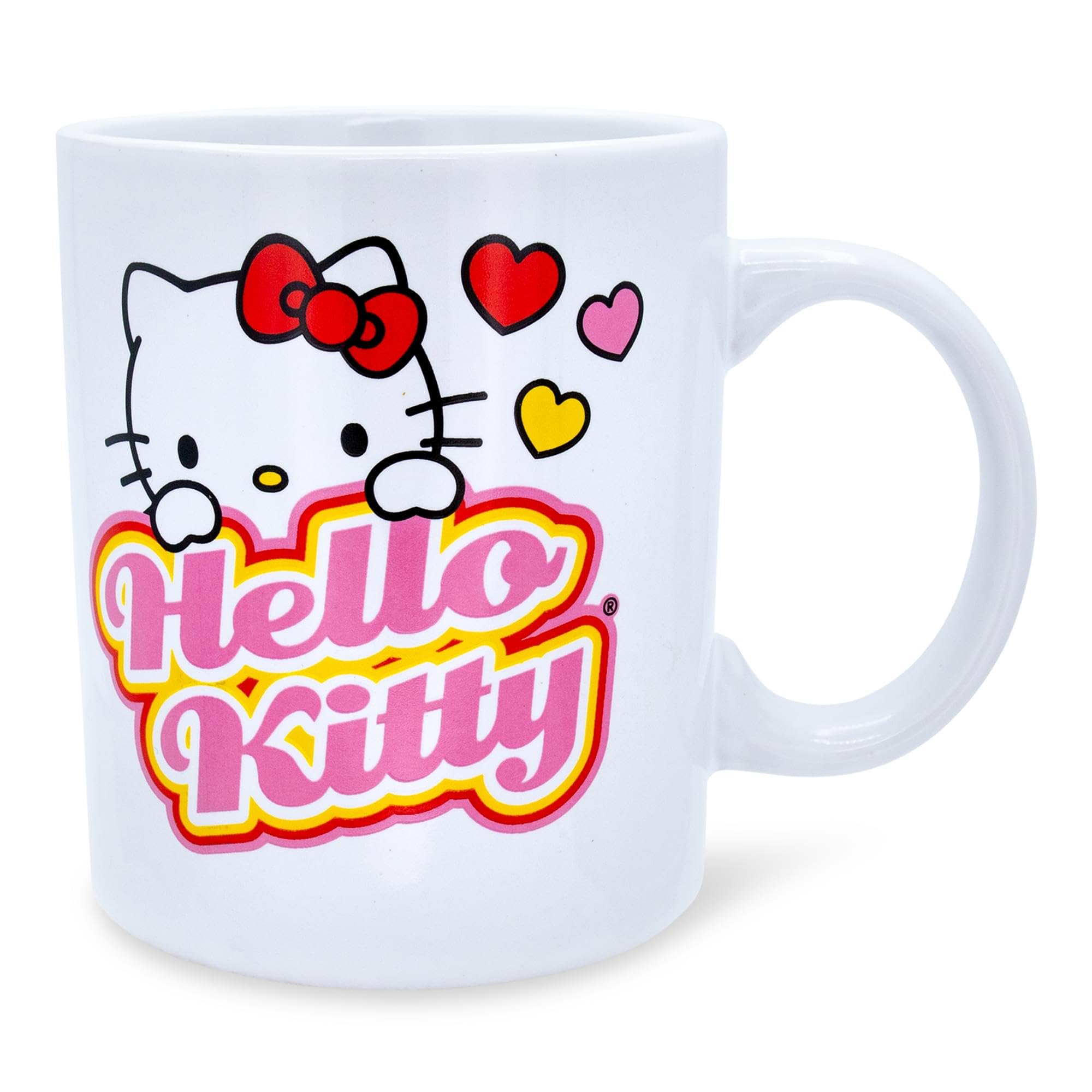 Sanrio Hello Kitty Peek-A-Boo Hearts ceramic Mug  Holds 12 Ounces