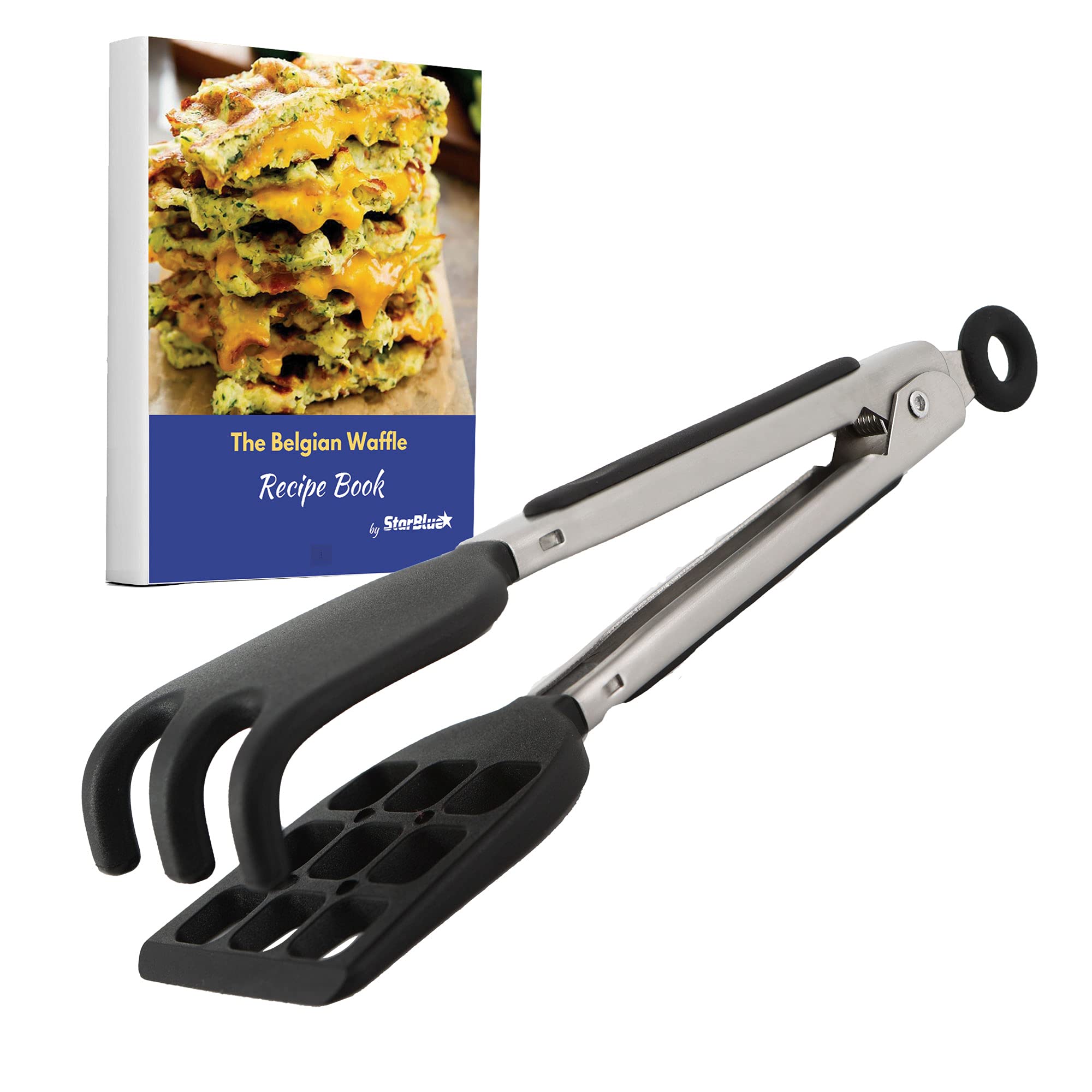 Mini Waffle Tongs By Starblue - 8 Inches Silicone And Nylon Serving Tongs With Non-Slip Smooth Handles, Non-Scratch And Dishwash
