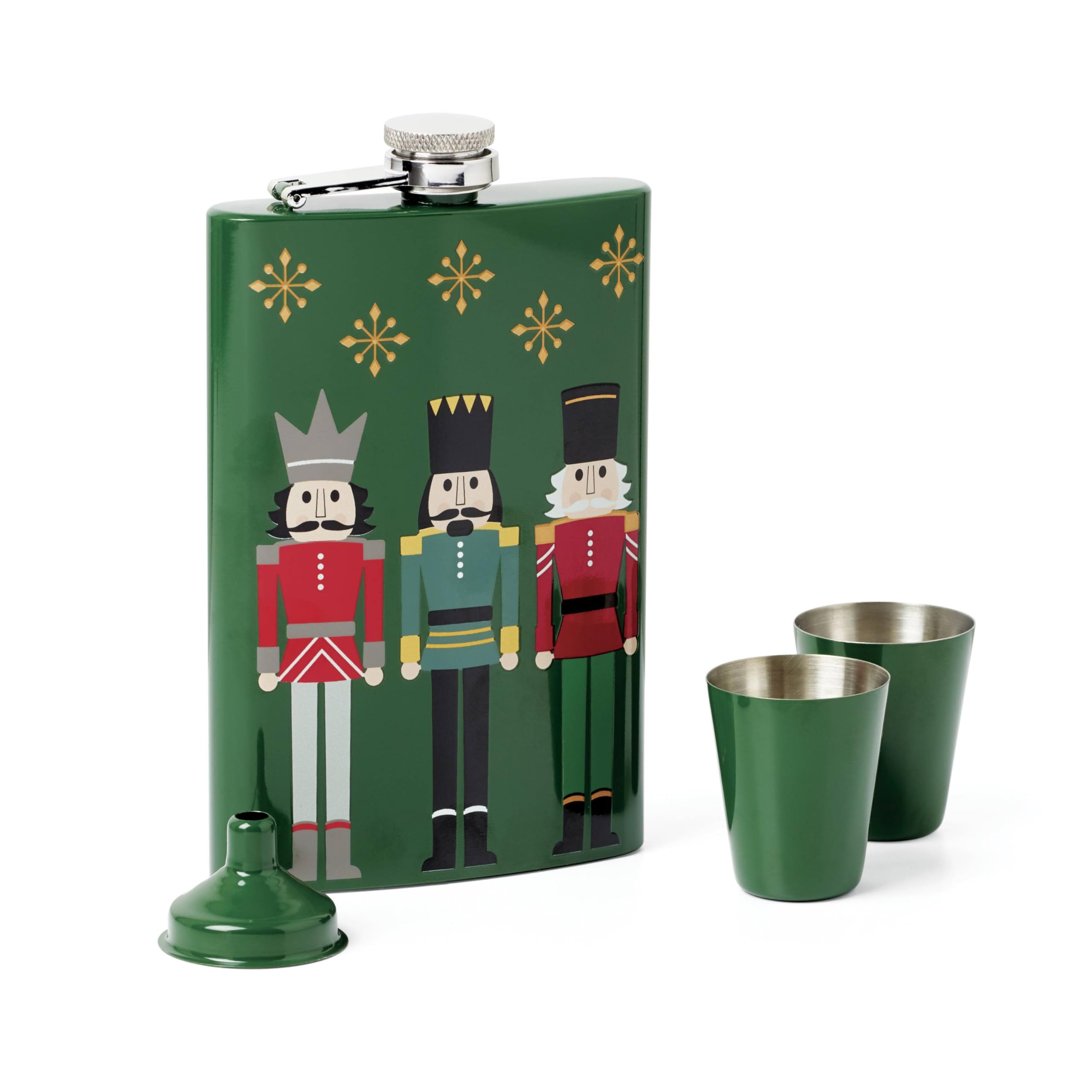 Cambridge 896221 Nutcracker 4Piece Flask Set, Christmas Theme