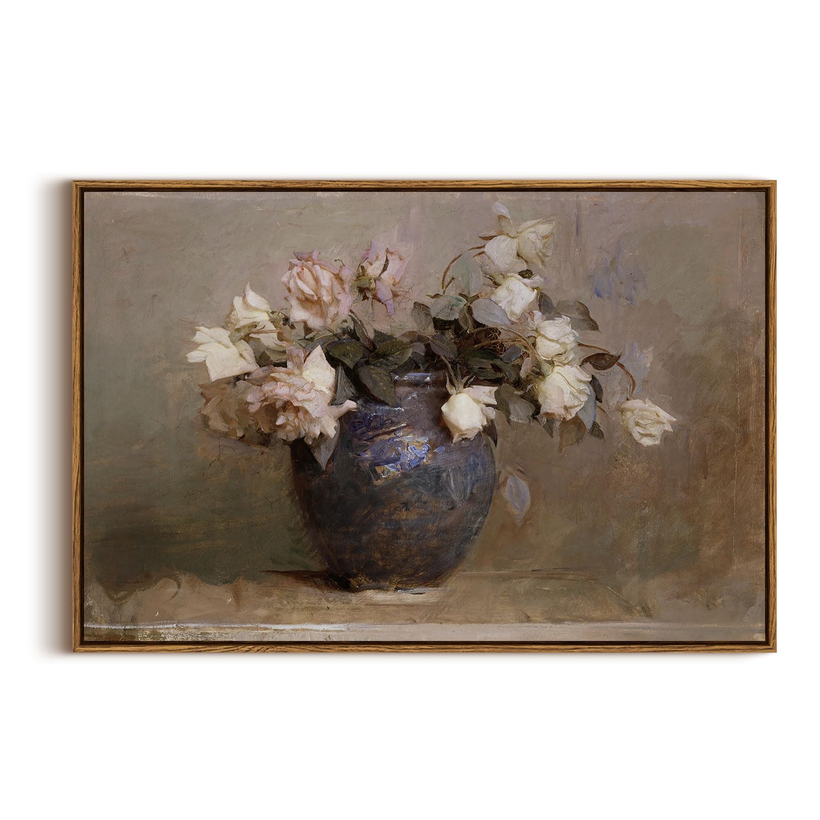 Insimsea Framed Canvas Wall Art Vintage Decor, Flower Large Wall Art Decor, Floral Rustic Decorations For Living Room, Farmhouse