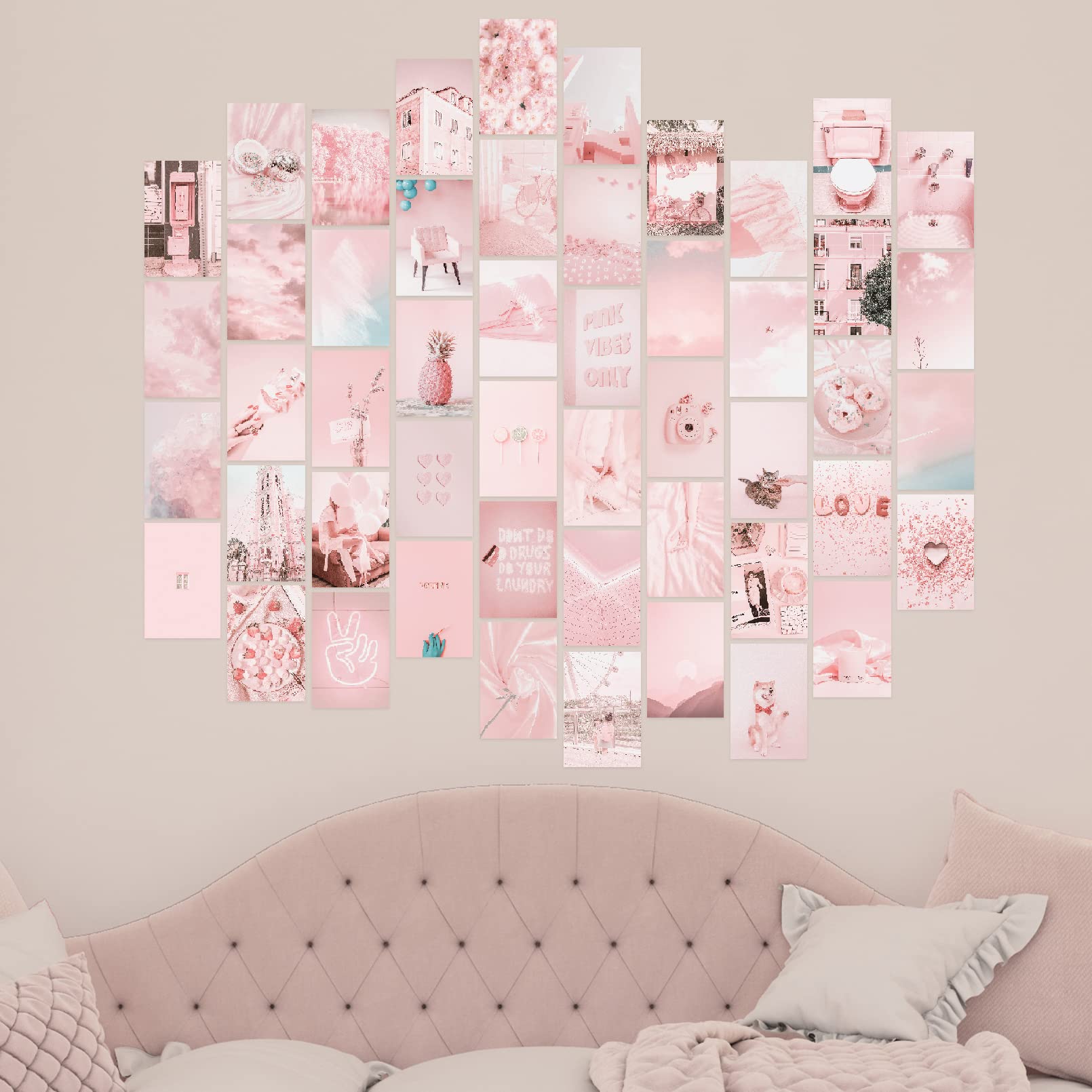 Lovedmore Photo Collage Kit Pastel Pink For Wall Aesthetic 50 Pictures | Pink Room Decor Gifts For Girls | Photo Wall Art For Te