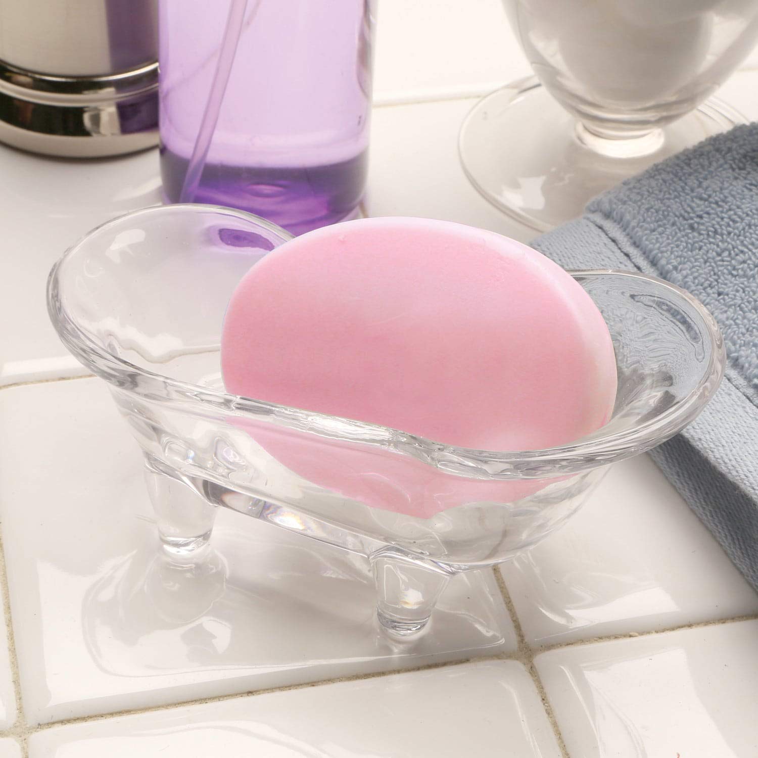 Abbott Collection Bathtub Soap Dish - Glass, 6"L, Model 27-BLISS, Elegant Design