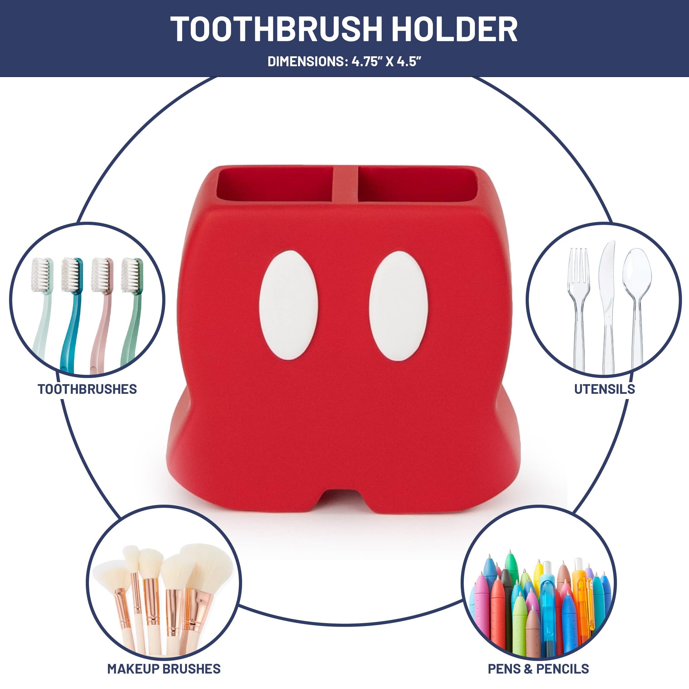 Jay Franco Disney Mickey Mouse Bathroom Accessories - 2 Piece Black & Red Resin Bathroom D  Cor And Storage Set Includes Toothbr