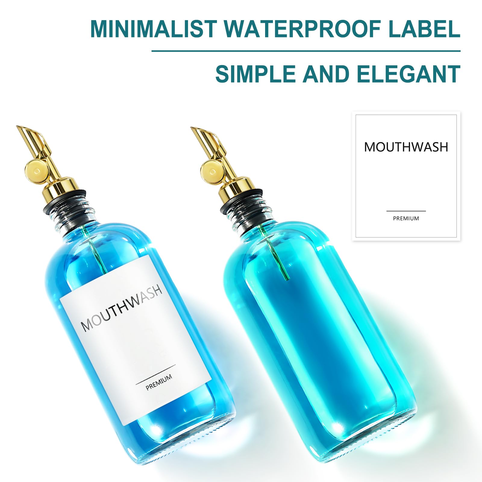 Toldatli Mouthwash Dispenser For Bathroom, Glass Mouthwash Dispenser With Cup, Mouth Wash Container Bottle With Cup, 2 Pack Refi