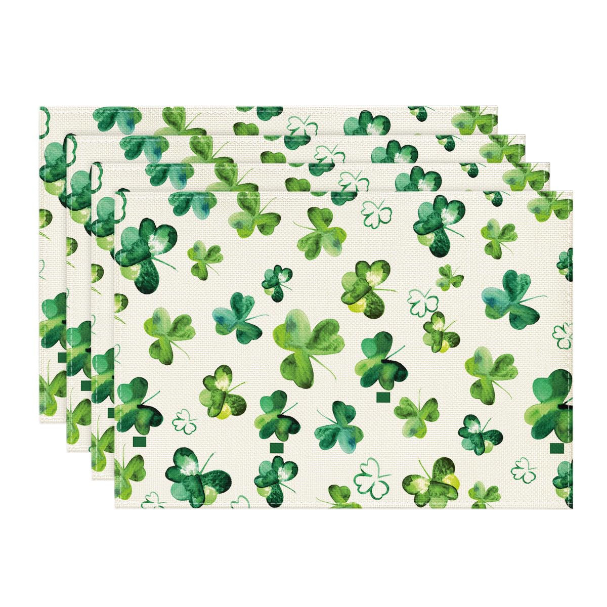 Artoid Mode Lucky Shamrock St. Patrick'S Day Placemats For Dining Table, 12 X 18 Inch Seasonal Holiday Rustic Vintage Washable T
