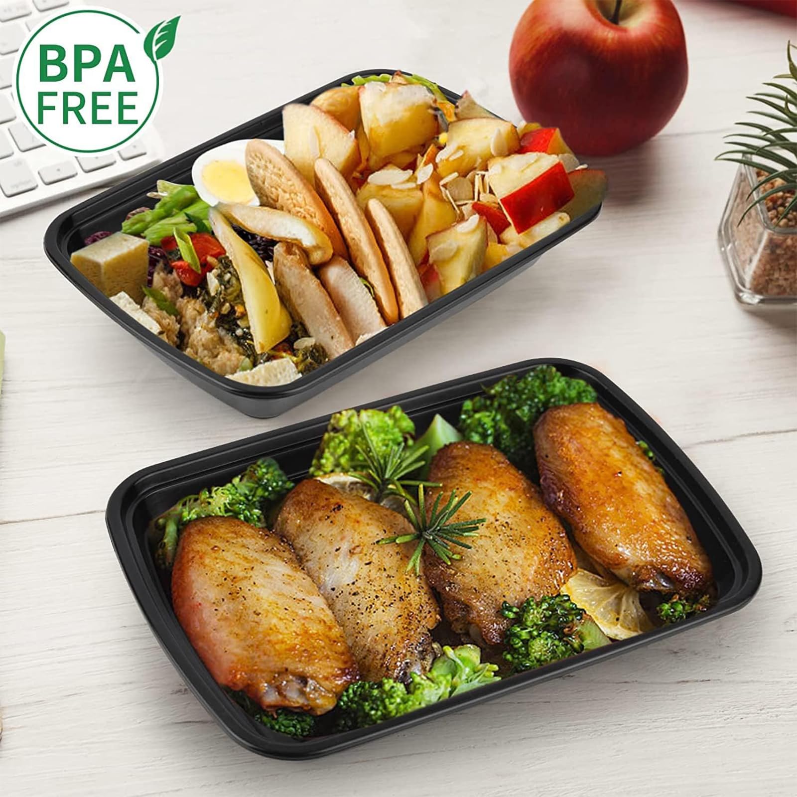 Ium   50-Pack Meal Prep Containers, 26 Oz Microwavable Reusable Food Containers With Lids For Food Prepping, Disposable Lunch Bo