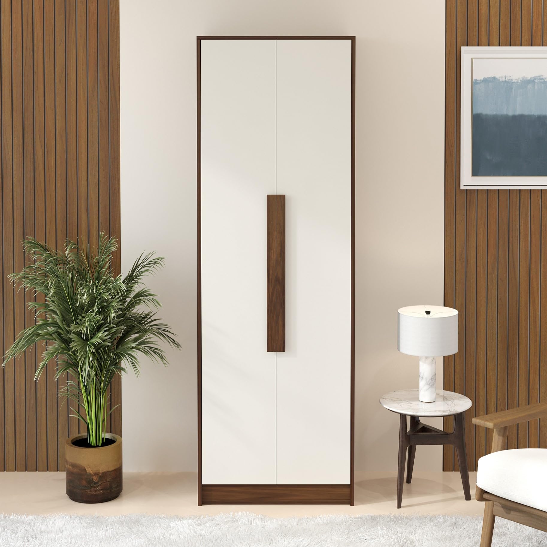 Bluewud Maltein Mini Engineered Wood 2 Door Wardrobe/Clothes Storage Rack Organizer Almirah Cupboard With Shelves For Bedroom Ho